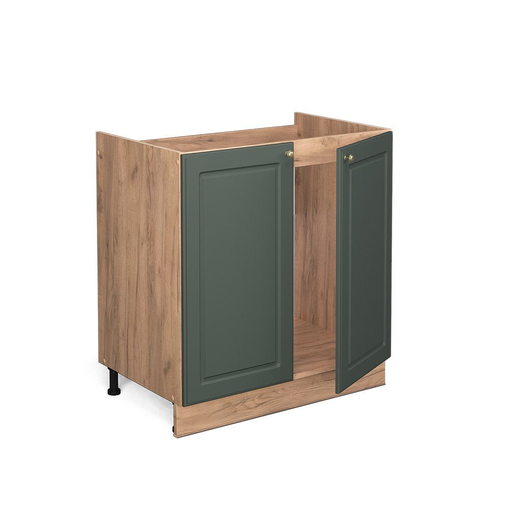 Vicco Spülenunterschrank Fame-Line, Grün-Gold Landhaus/Goldkraft Eiche, günstig online kaufen