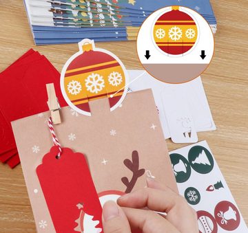 Homewit Kalender zum Selbstbasteln Adventskalender 24 Säckchen mit Aufkleber und Adventskalenderzahlen, DIY Adventskalendertaschen zum Basteln Selberfüllen