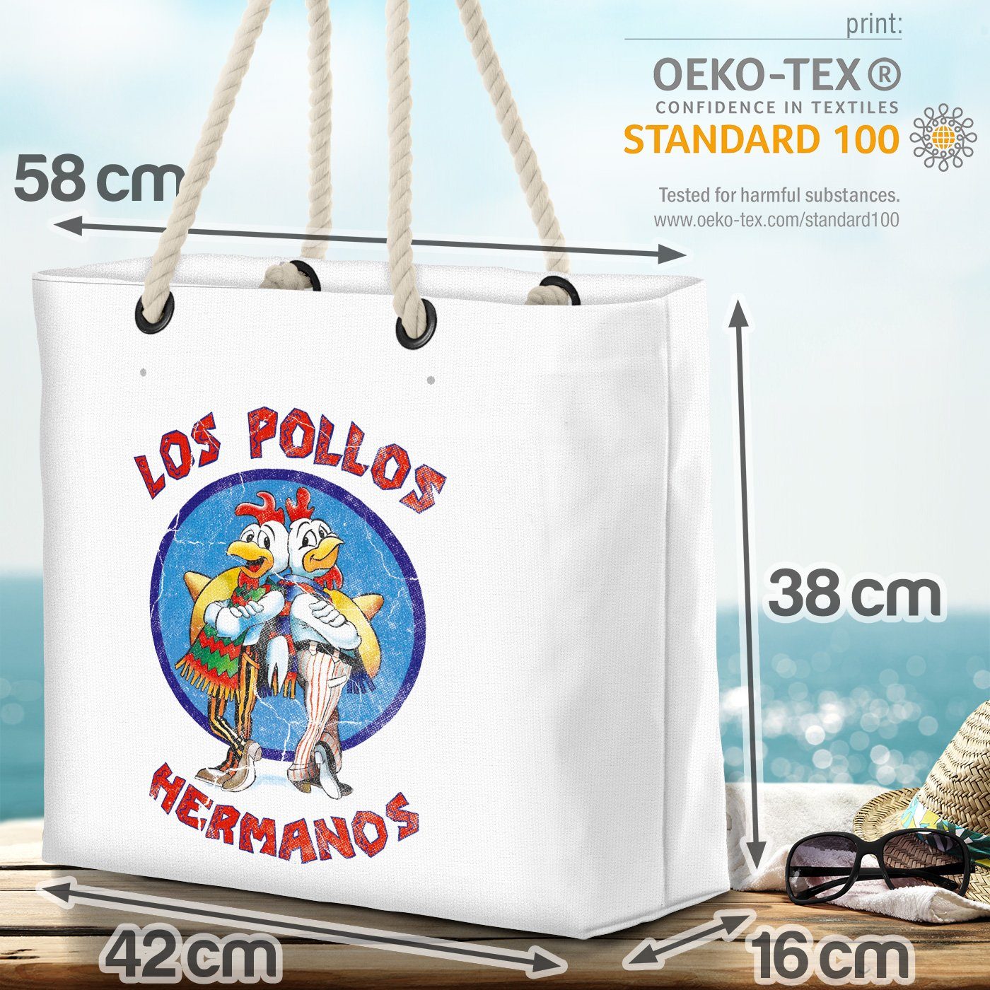 Strandtasche breacking Los Shopper chicken (1-tlg), weiß walter bad Beach Pollos VOID Bag