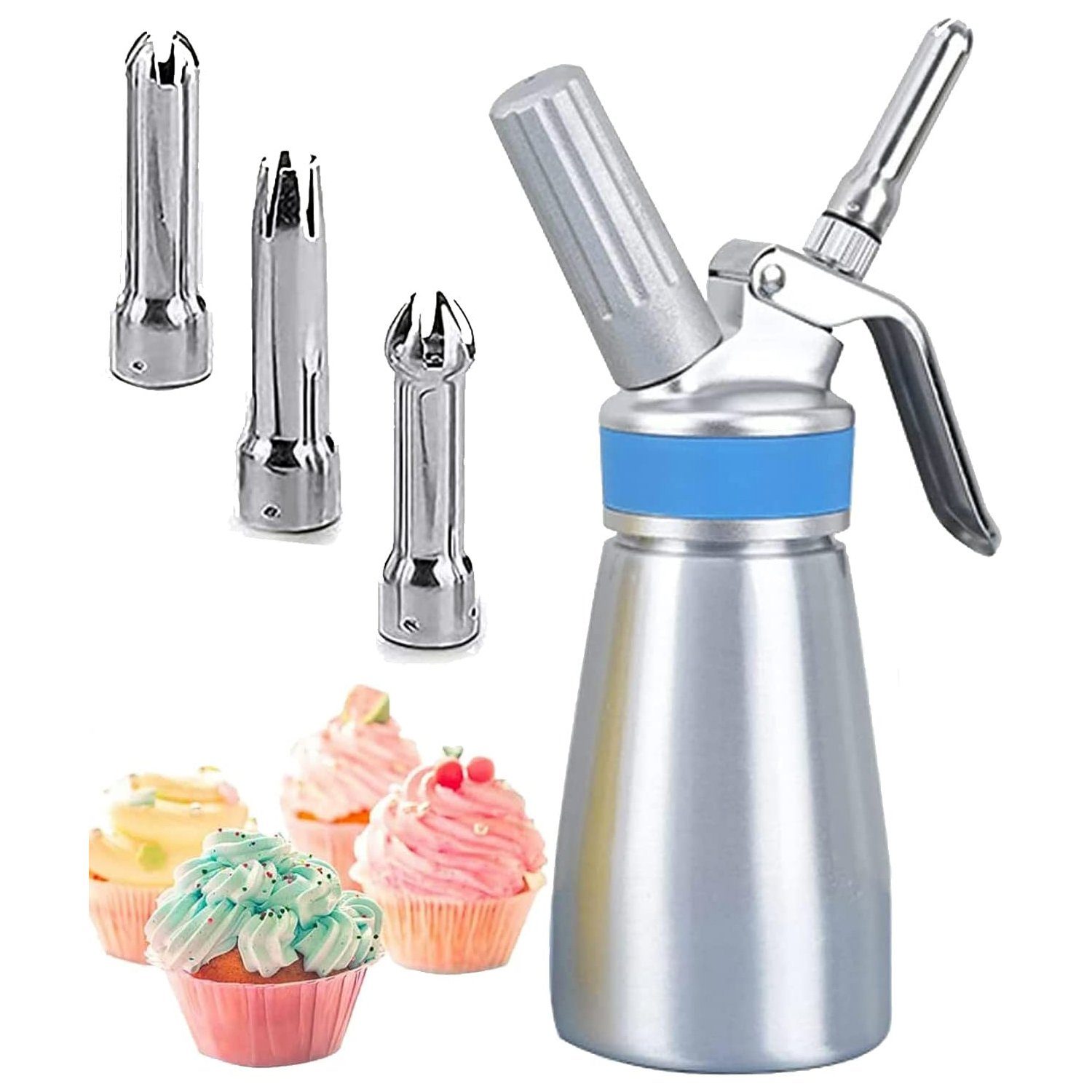 NUODWELL Sahnesyphon Sahnesyphon, Aluminium, Profi Sahnespender Sahnesyphon 250ml