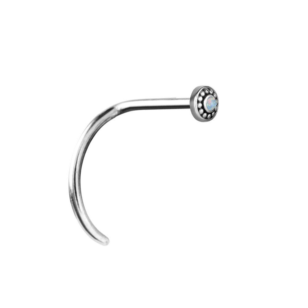 Nasenpiercing Tribal Nasenpiercing Edelstahl 316L Opal 0,8mm Nasenstecker Größe 4mm