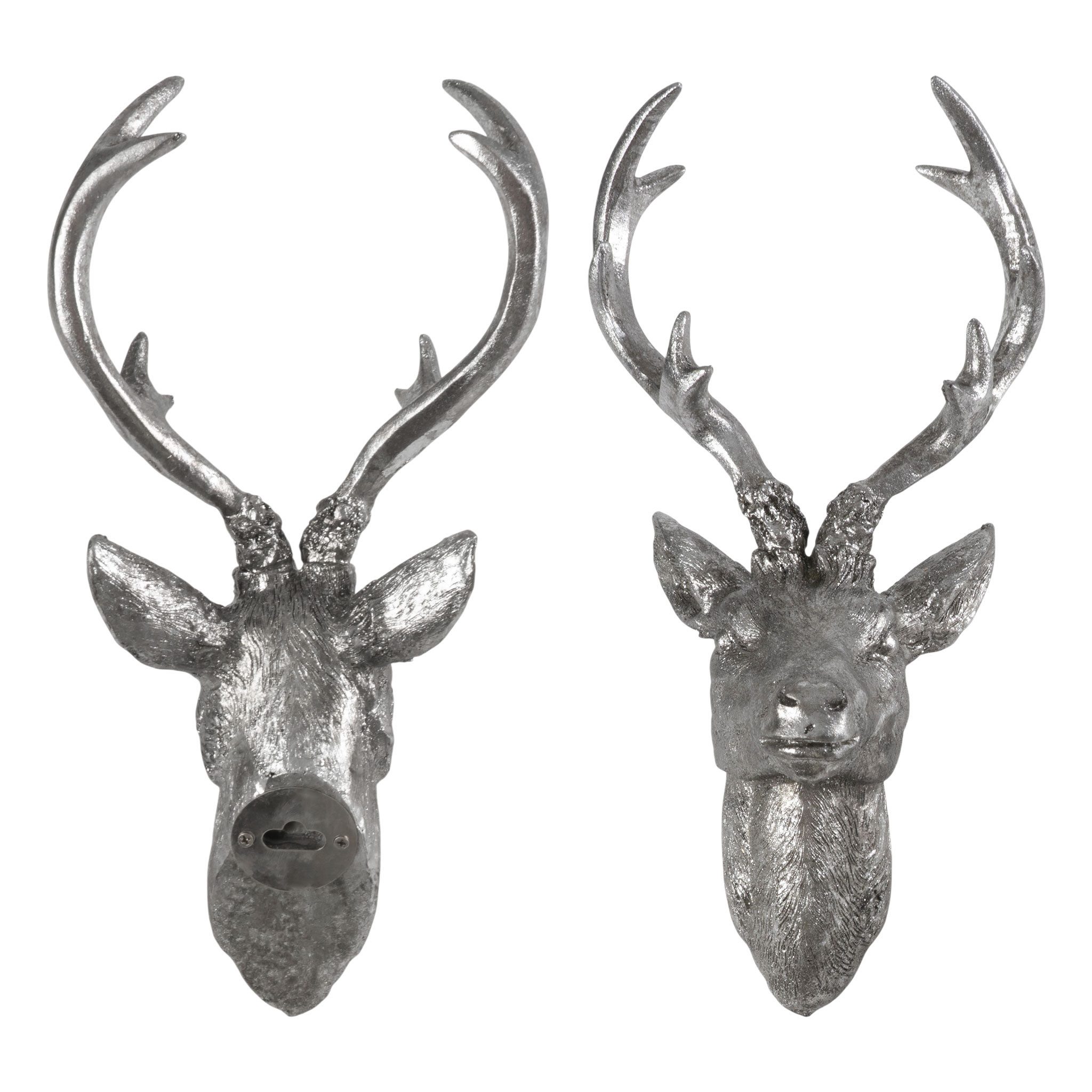 Spetebo Dekogeweih Hirschgeweih silber - 30 cm (Stück, 1 St., Geweih), Hirschkopf Wanddeko zum aufhängen