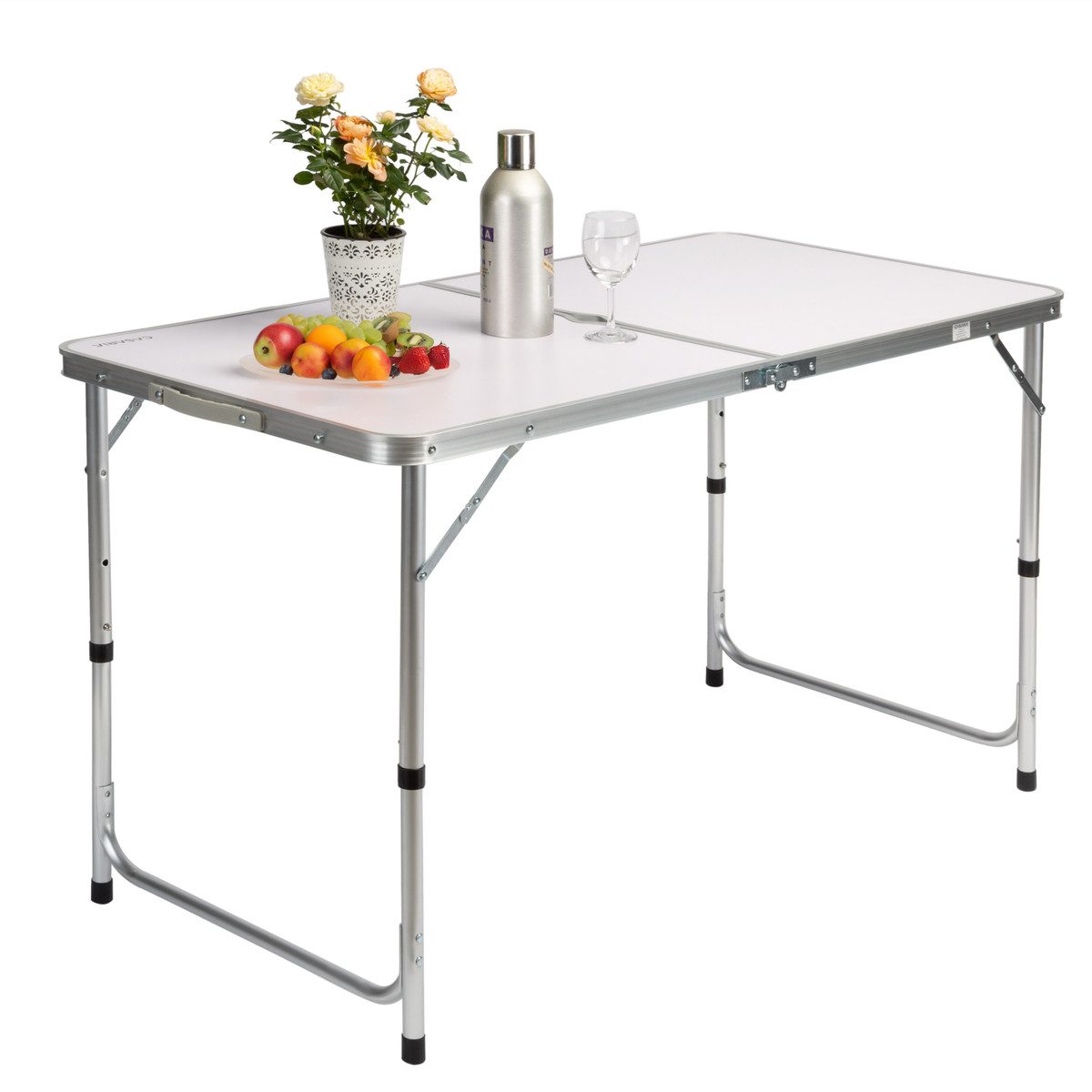 Casaria Campingtisch (1-St), Klappbar 120x60cm Alu Klapptisch Faltbar Höhenverstellbar Camping Weiß