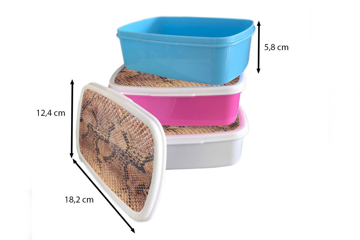 Brotdose, Lunchbox Mädchen Leder MuchoWow - Brotbox Jungs und für Erwachsene, - und (2-tlg), für Kinder weiß Tierhaut, Kunststoff, Textur