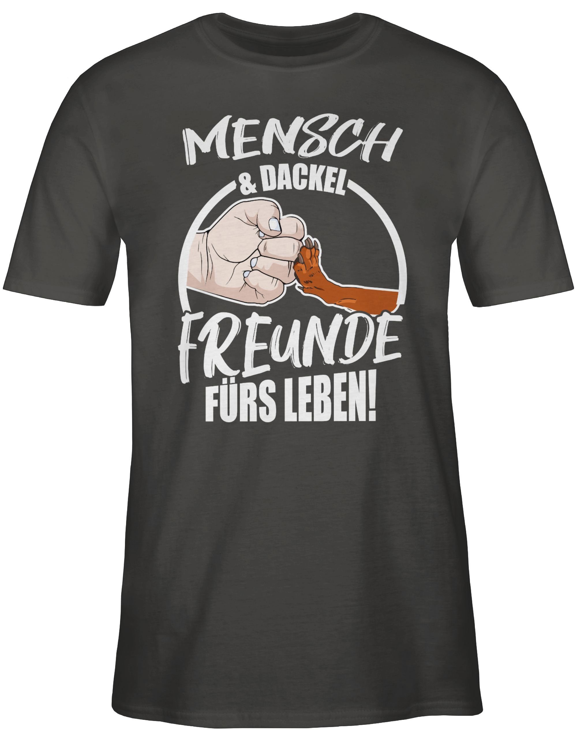 Shirtracer T-Shirt Mensch & Dackel Leben Freunde Hundebesitzer für fürs 2 Dunkelgrau Geschenk