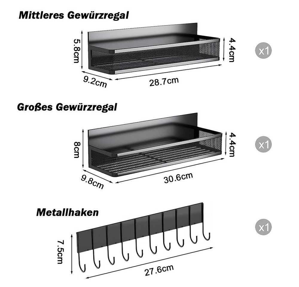 Thumbnail - NUODWELL Aufbewahrungsbox 3 Stück Kühlschrank Regal Magnetisch, Magnetische Regal mit 10-Haken