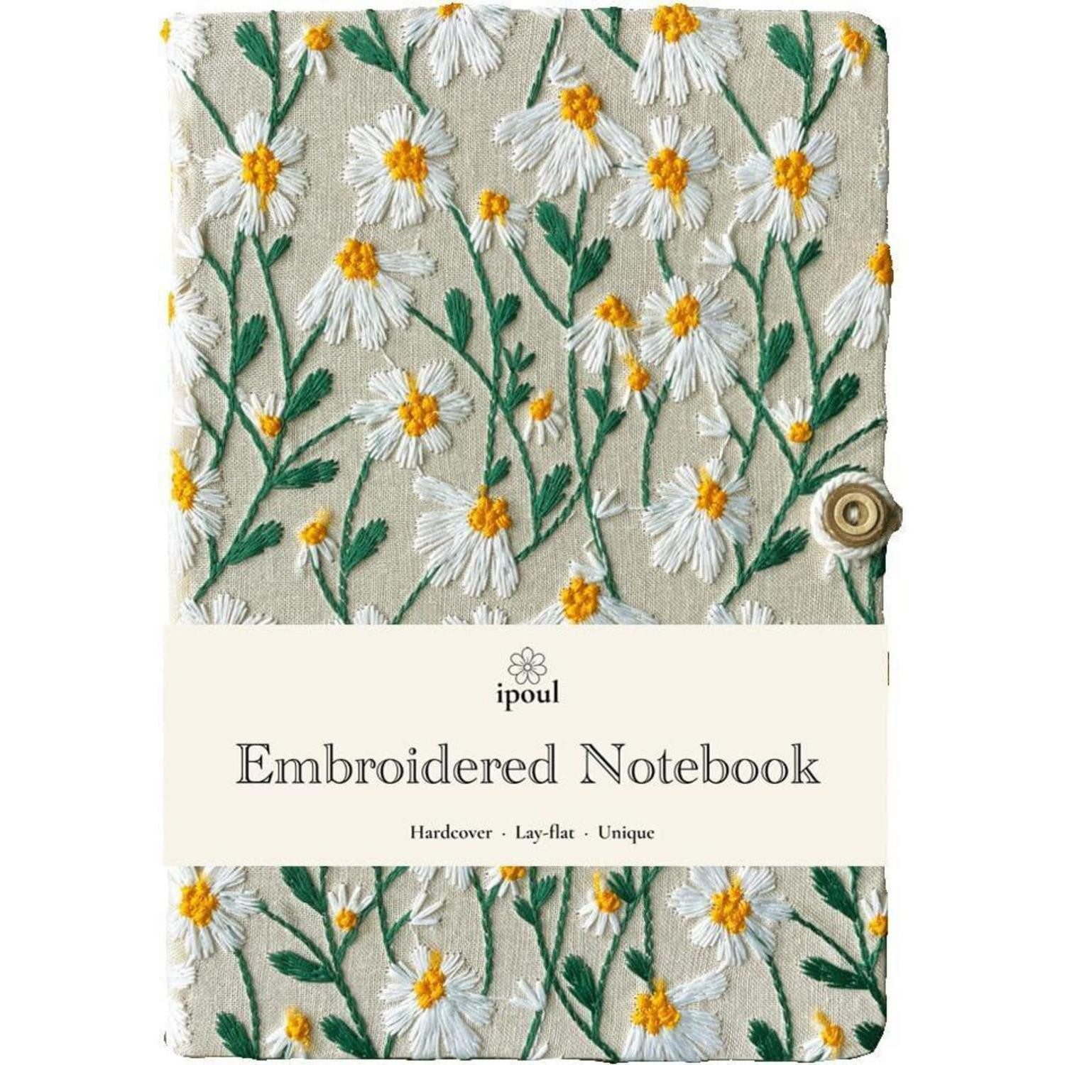 LuxusKollektion Tagebuch Notizbuch A5 gestickt Gänseblümchen Hardcover 200 S.