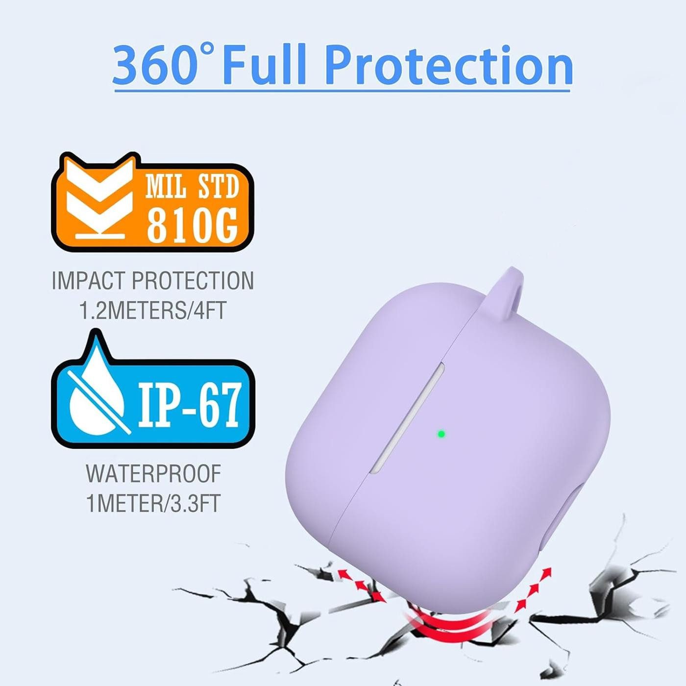 CoolGadget Kopfhörer-Schutzhülle Basic Silikon Hülle für AirPods 4 Schutzhülle mit Karabiner, Soft Touch Case, stoßfest, rutschfest, 360° Schutz, kabellos ladba – Bild 4 von 5