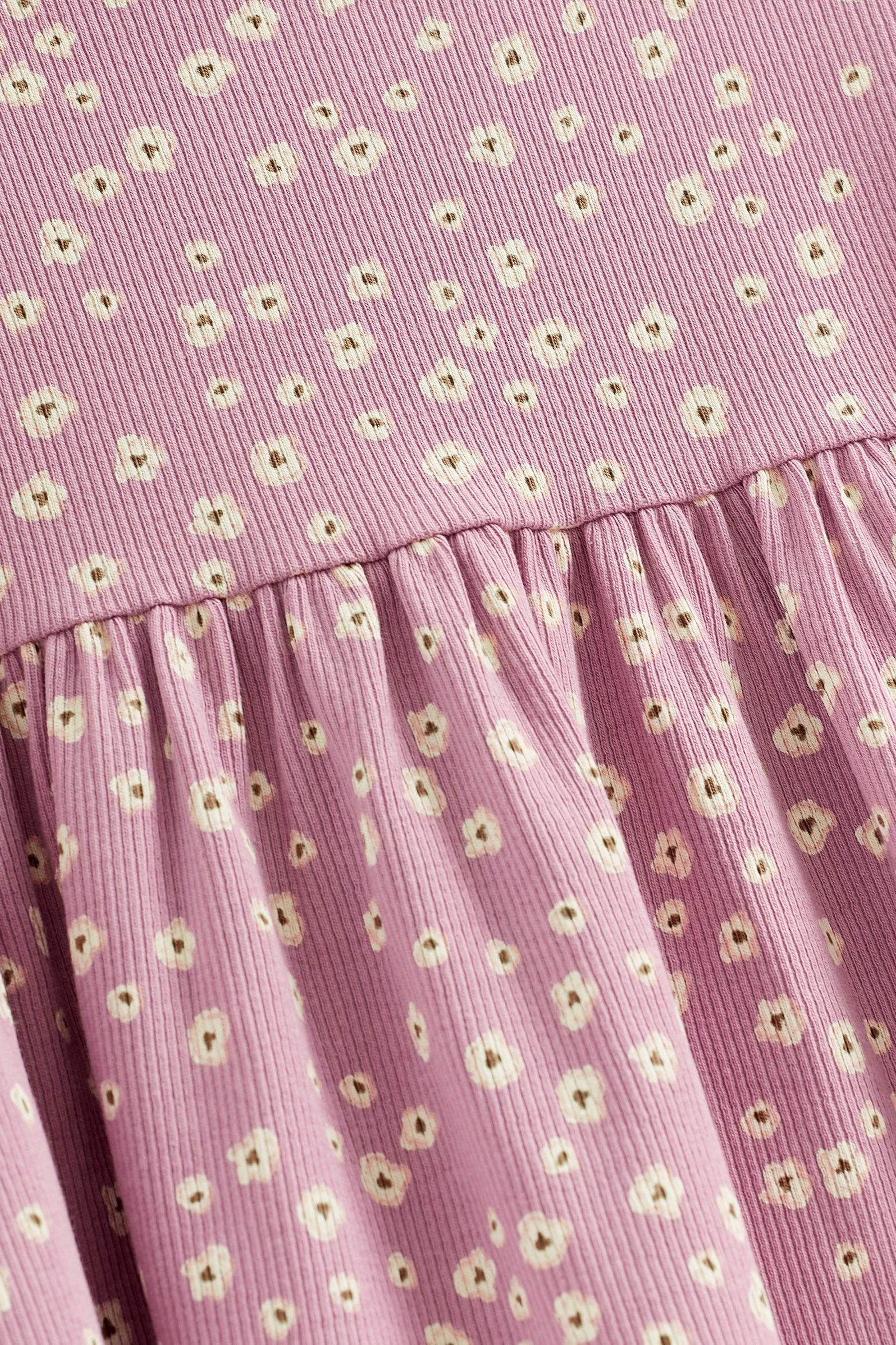 Ditsy Purple Jersey-Kleid Next Jerseykleid geripptes Kurzärmeliges, (1-tlg)