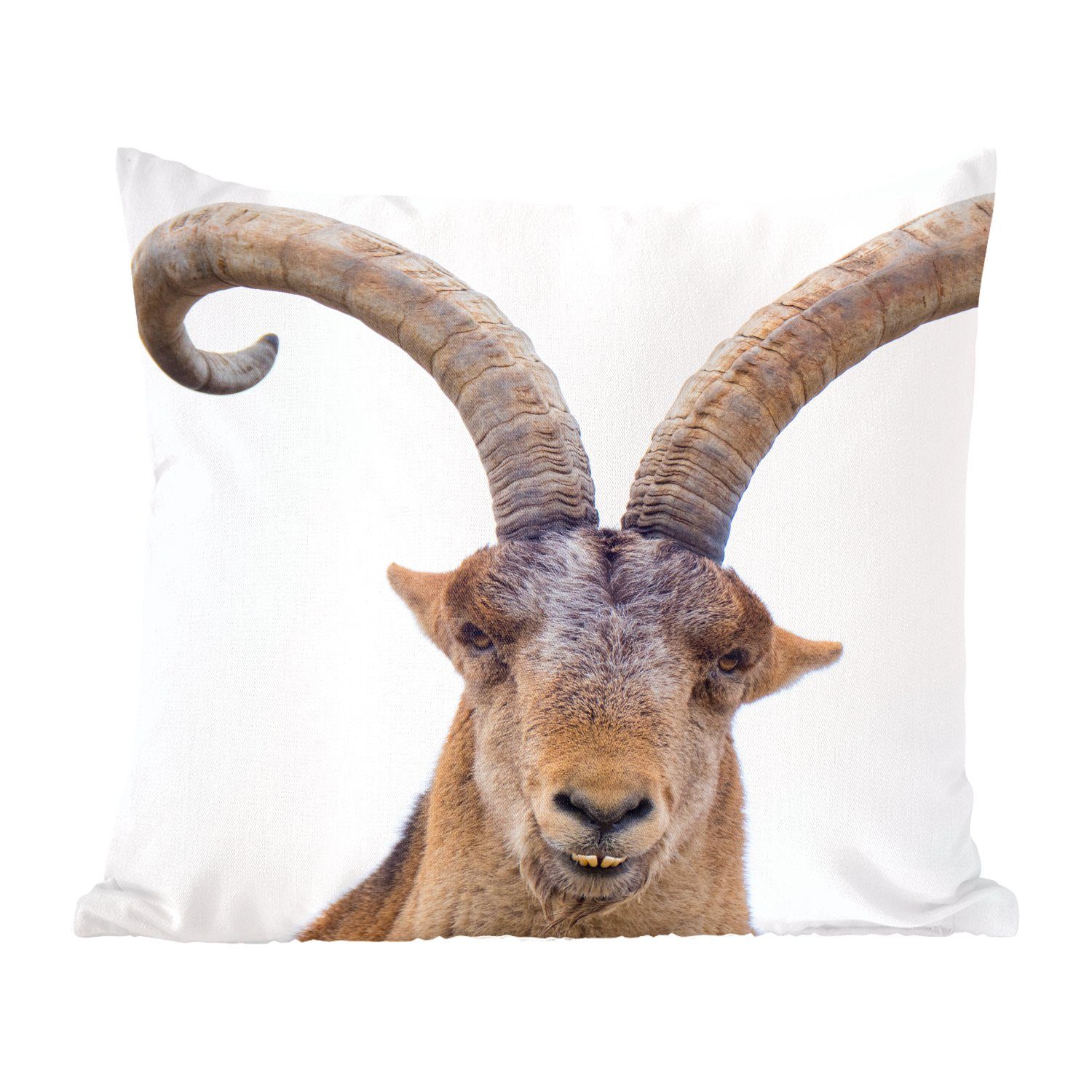 MuchoWow Dekokissen Steinbock - Tiere - Horn, Zierkissen mit Füllung für Wohzimmer, Schlafzimmer, Deko, Sofakissen