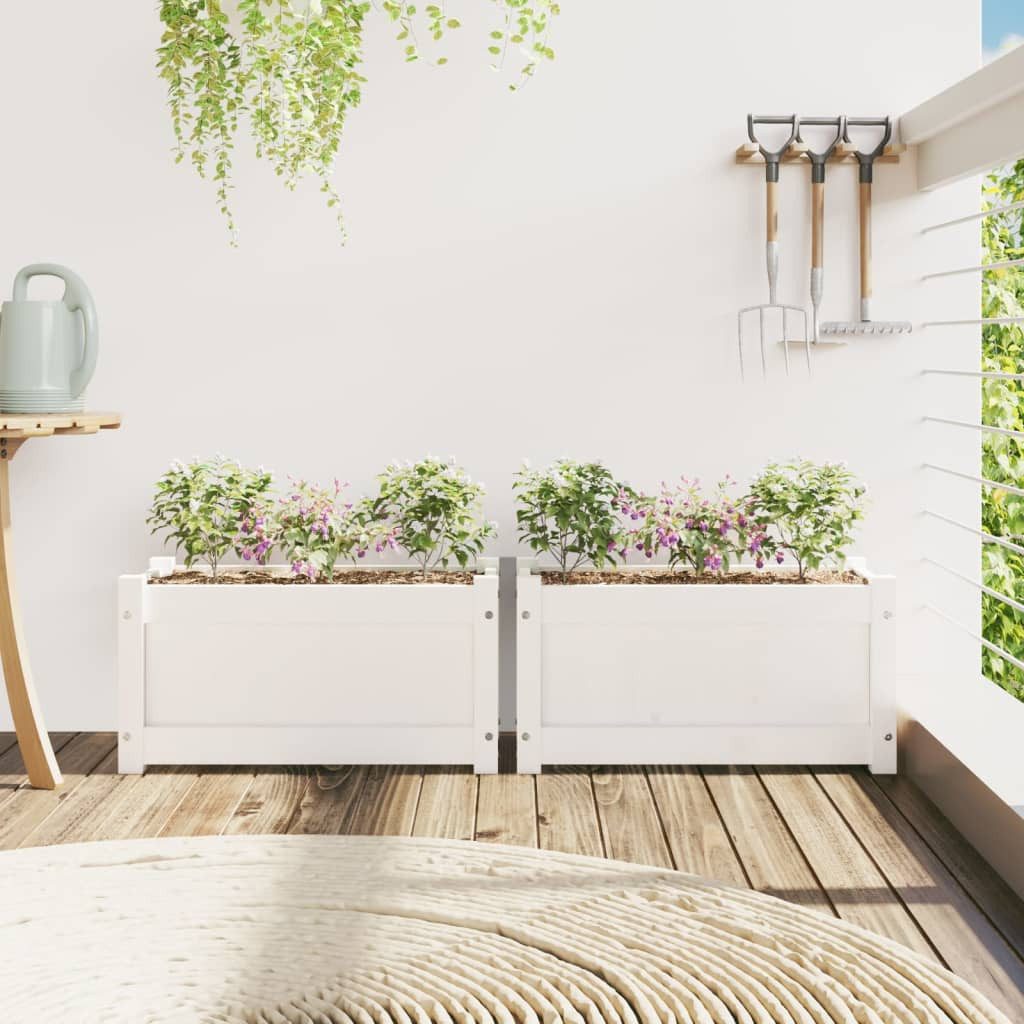 vidaXL Blumentopf Pflanzkübel 2 Stk. Weiß günstig online kaufen