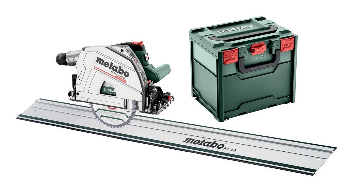 metabo Akku-Tauchsäge KT 18 LTX 66 BL, Set Tauchkreissäge Ohne Akku mit Führungsschiene FS 160 in metaBOX