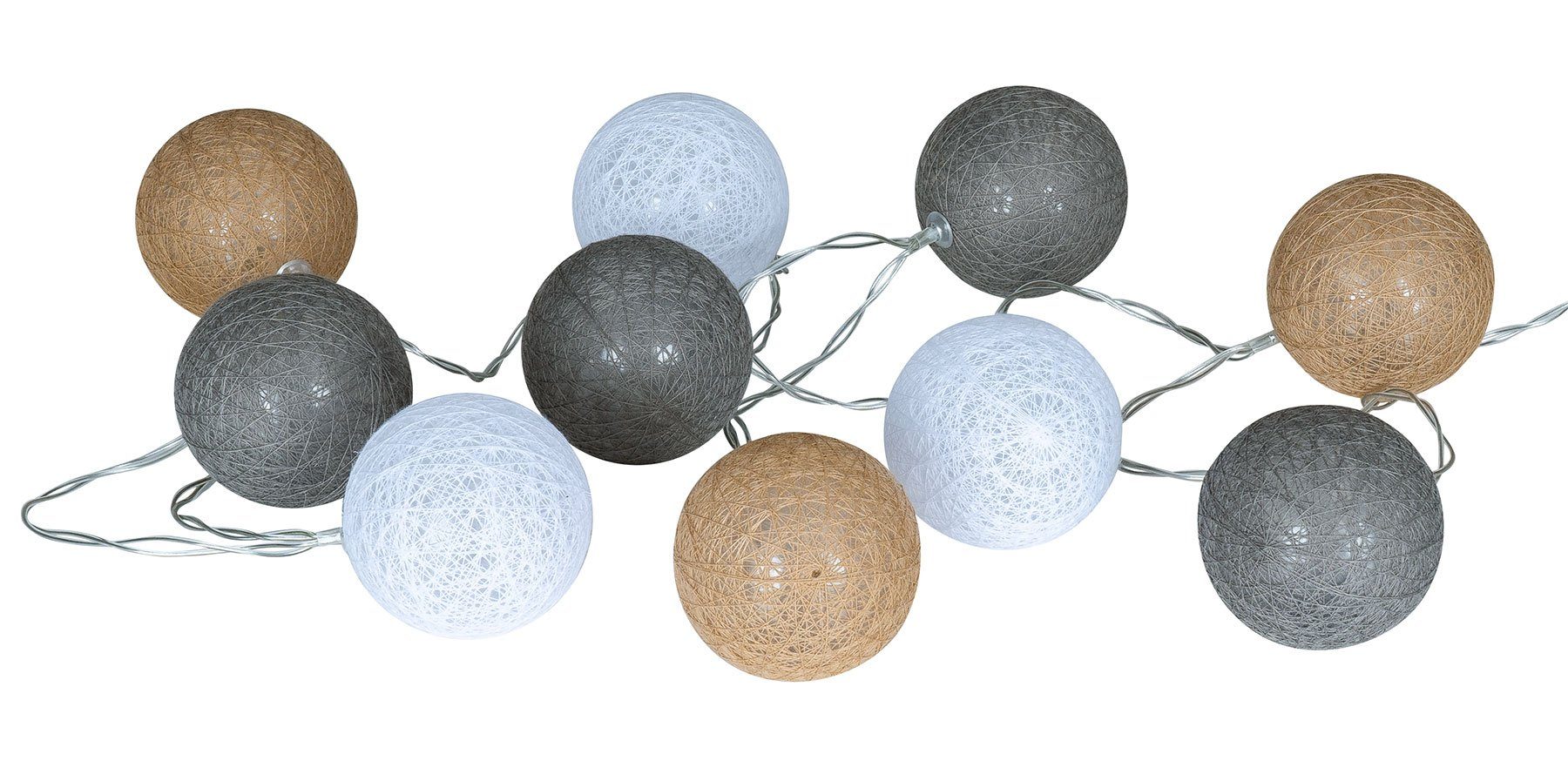 Levandeo® Lichterkette, 10er Lichterkette LED Kugeln Lampions Baumwolle Bra günstig online kaufen