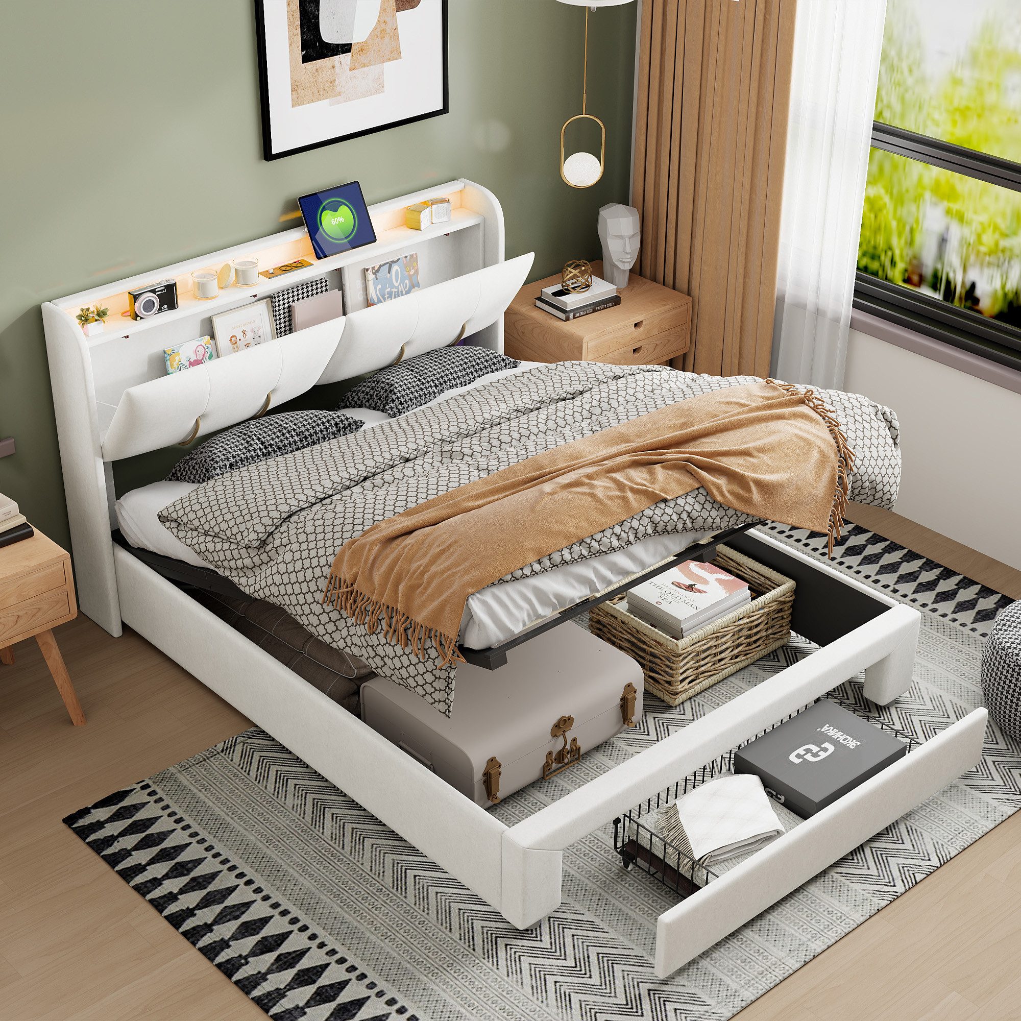 Furnishings Home Polsterbett Stauraumbett LED Doppelbett (Set, Bettkasten + günstig online kaufen