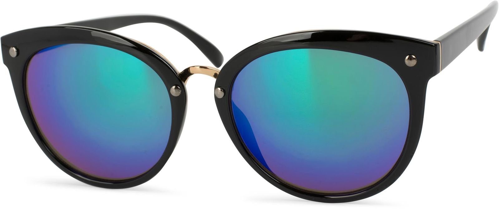 / Verspiegelt styleBREAKER Gestell Sonnenbrille verspiegelt (1-St) Schwarz Grün-Blau Glas