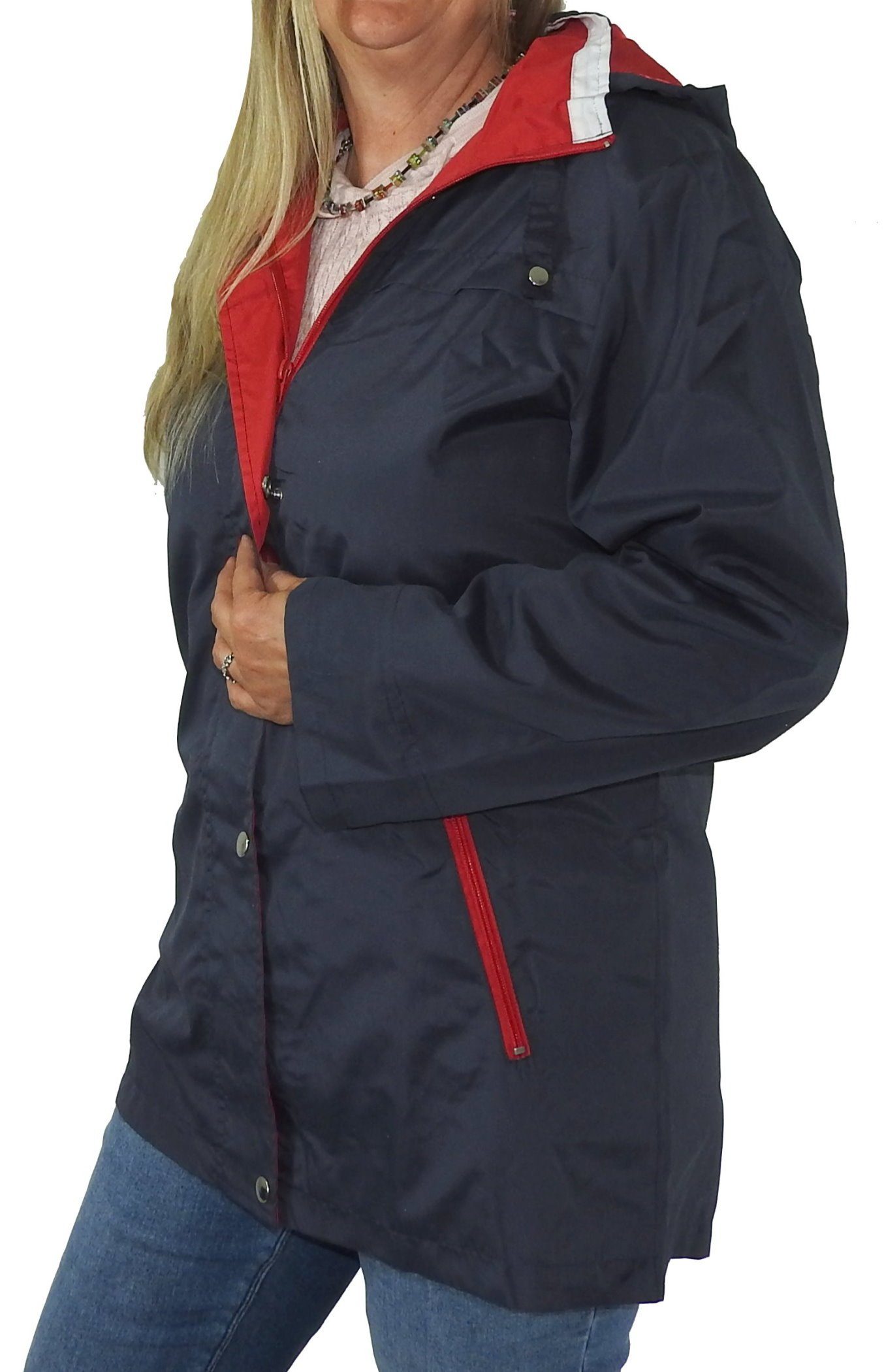 dynamic24 Outdoorjacke leicht Damen Parka Übergangsjacke Jacke Sommerjacke blau navy