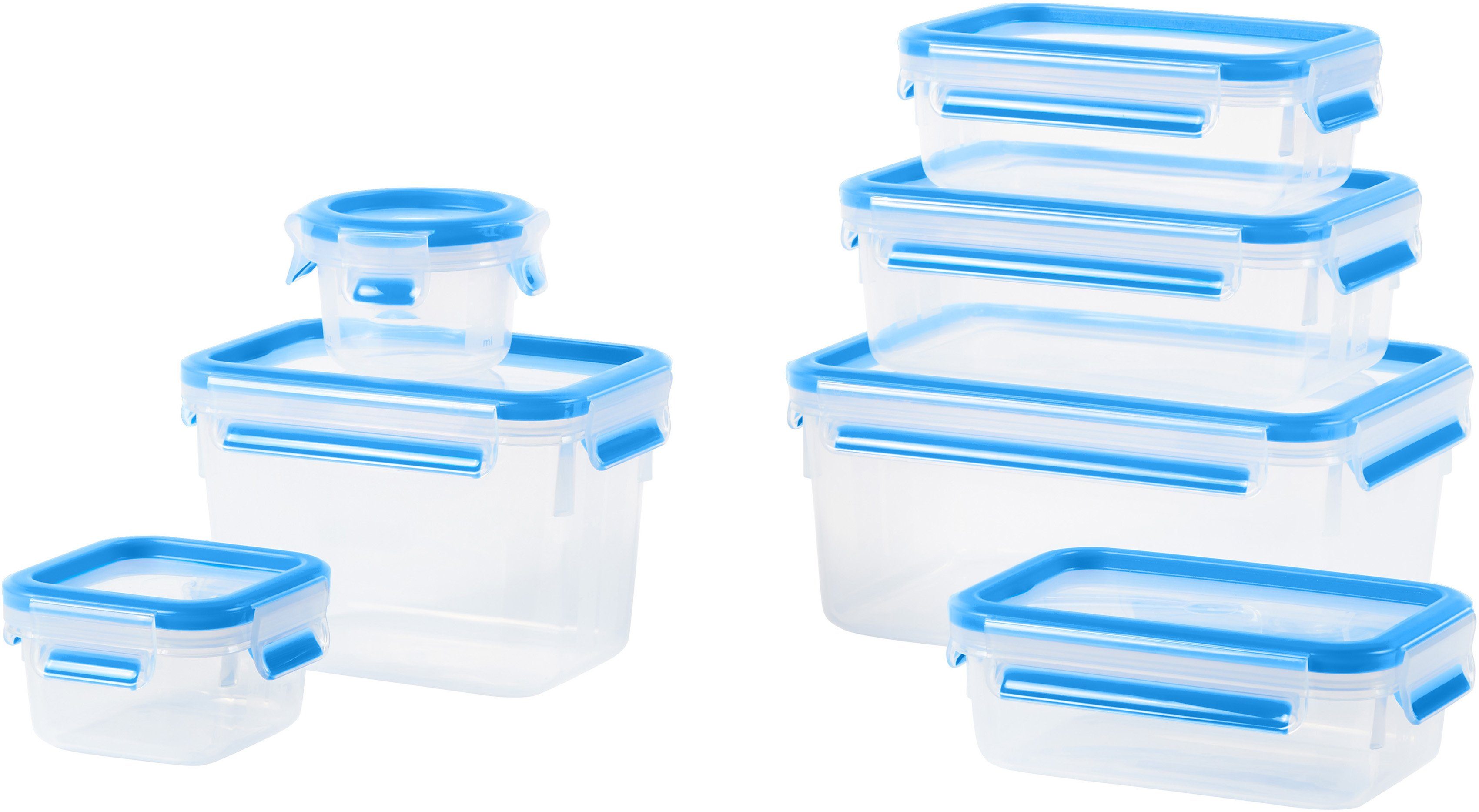 Emsa Frischhaltedose »N10316 Clip & Close«, Kunststoff, (Set, 14-tlg., Größen: 0,15/0,2/2*0,55/1,1/1/2,2 Liter), 100% dicht&hygienisch, Frischedichtung, BabyCare Norm, made in Germany