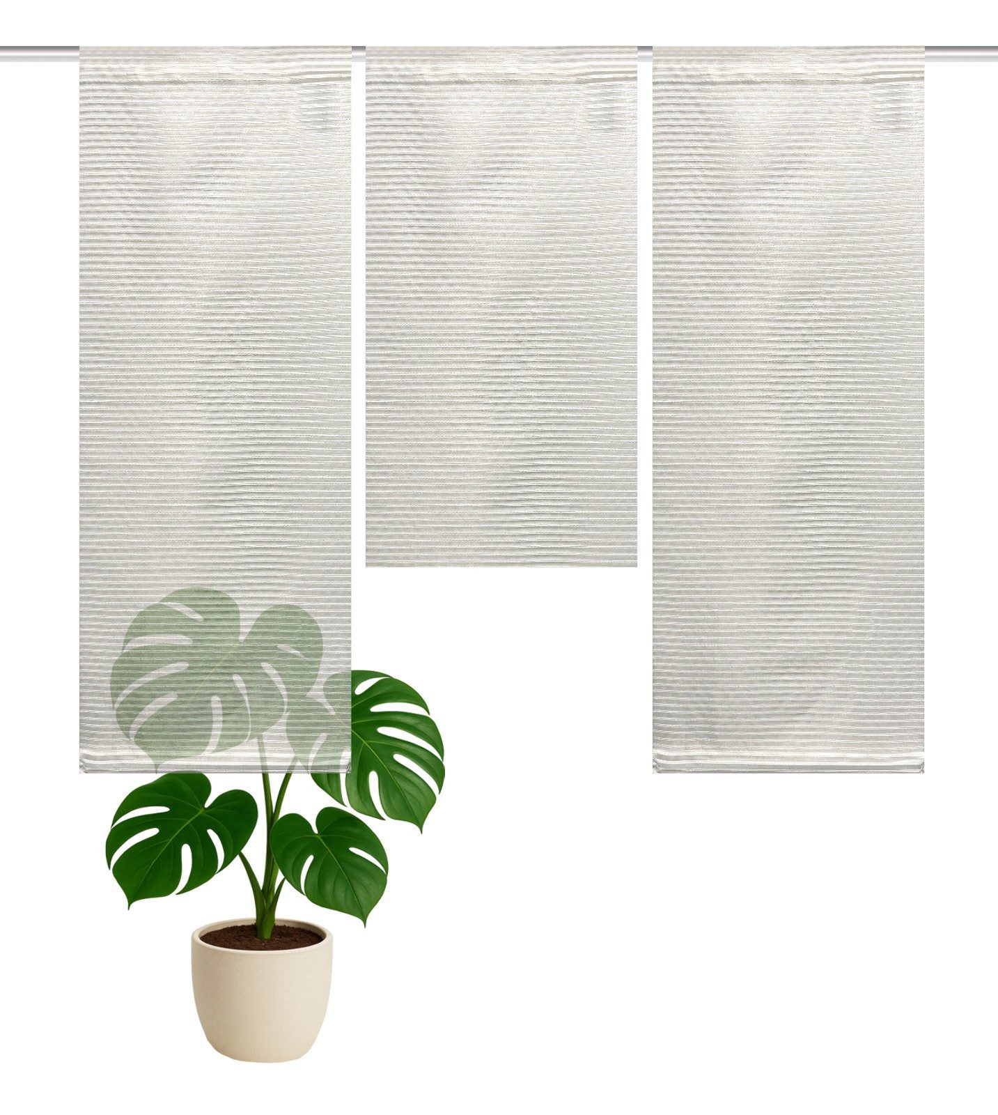 HOME WOHNIDEEN Scheibengardine Mini Flächenvorhang 055987-1001, Stangendurchzug, halbtransparent, inkl. Beschwerungsstäbe – Bild 3 von 5