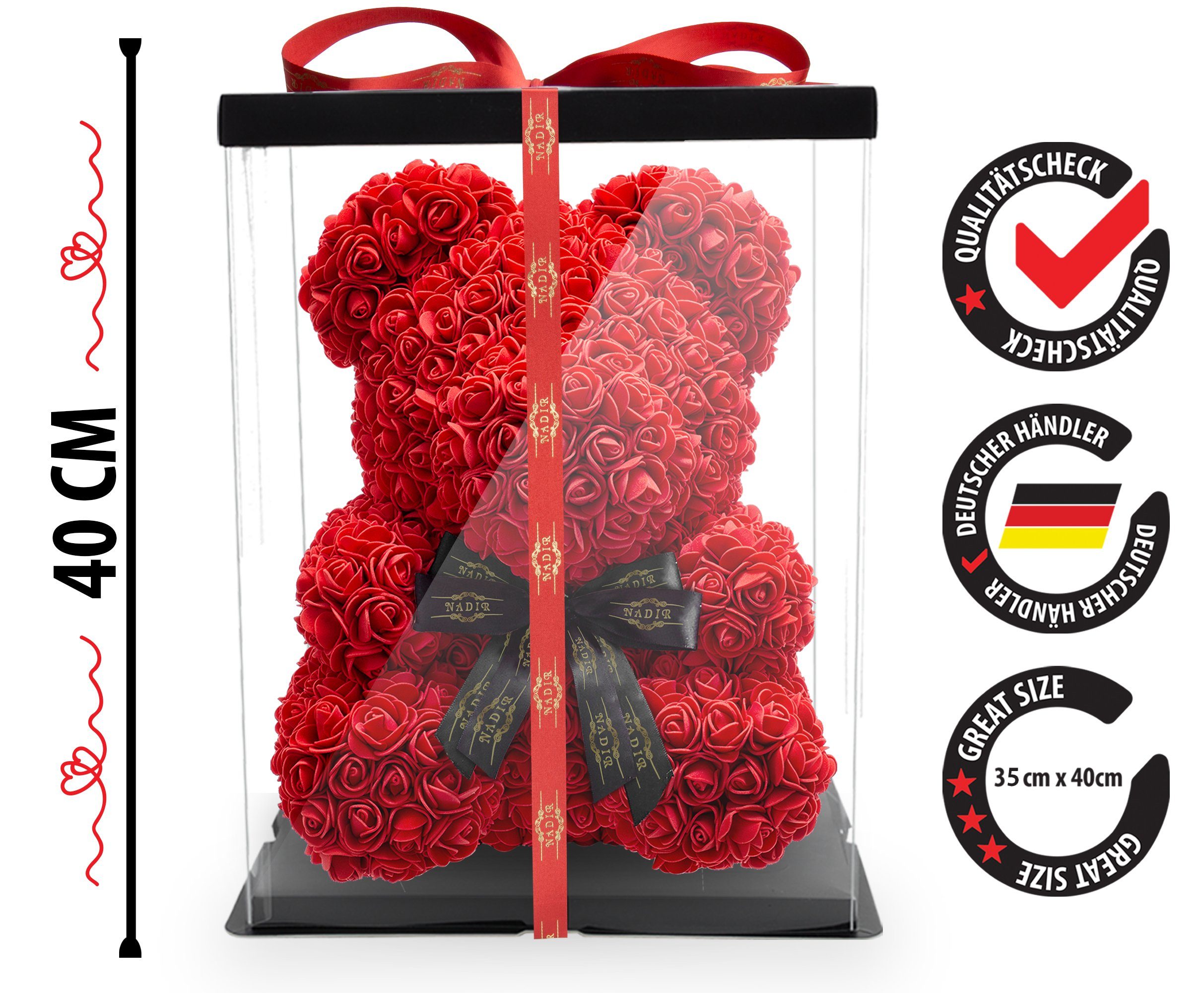 Kunstblume Rosenbär 40 cm inkl. Geschenkbox günstig online kaufen