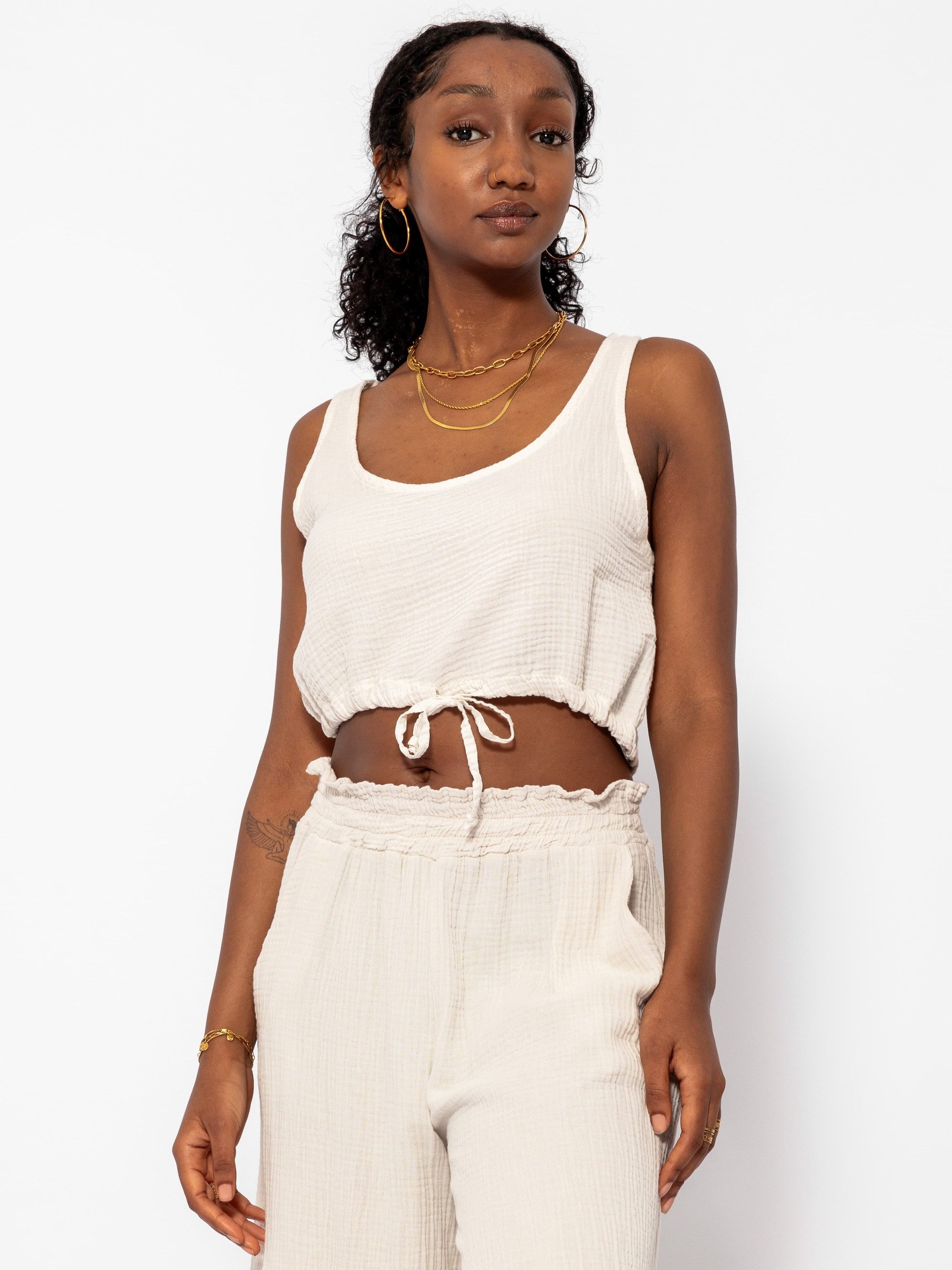 SASSYCLASSY Crop-Top Oversize Musselin Top Baumwoll günstig online kaufen