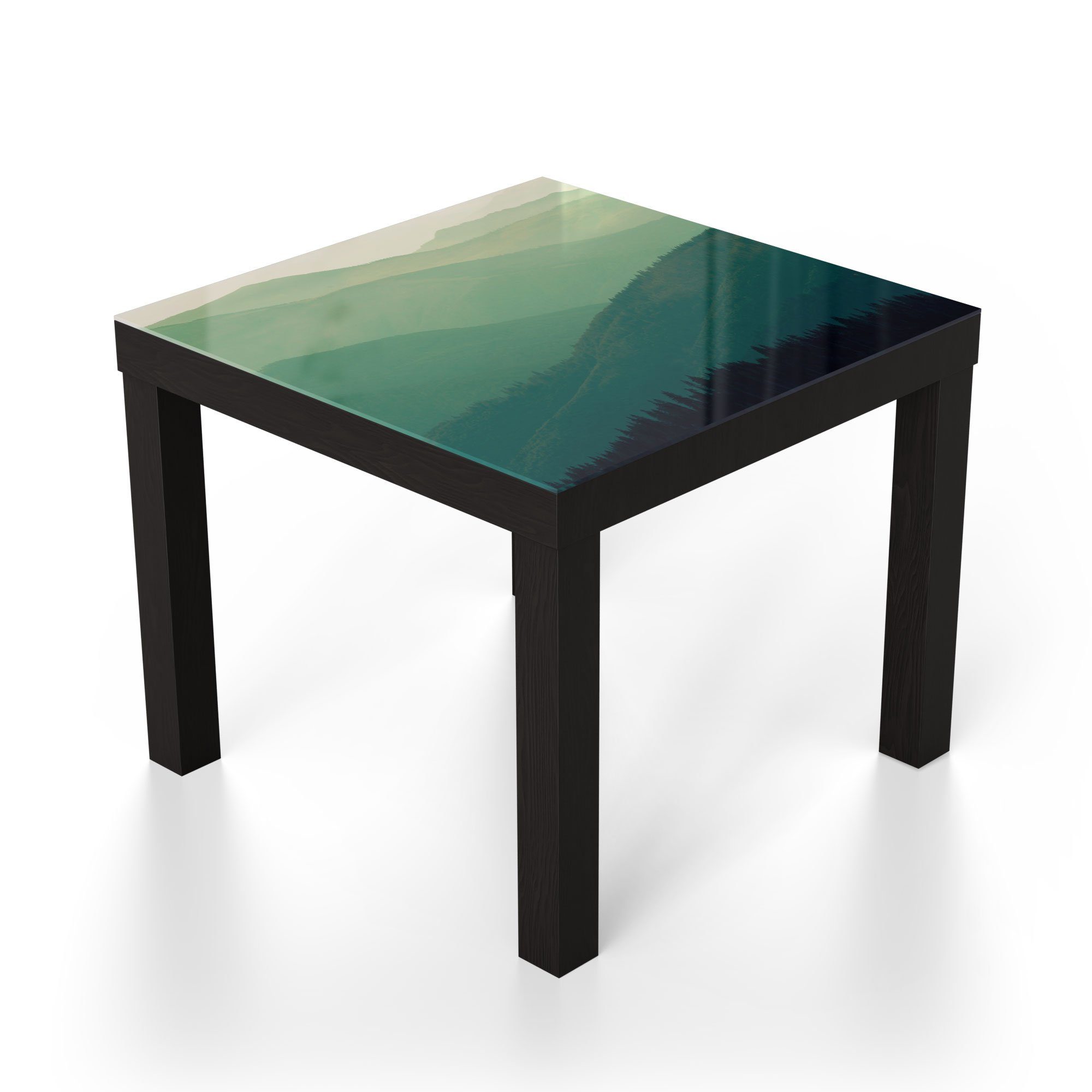 'Bewaldete Schwarz Hänge', Couchtisch modern Glastisch Beistelltisch Glas DEQORI