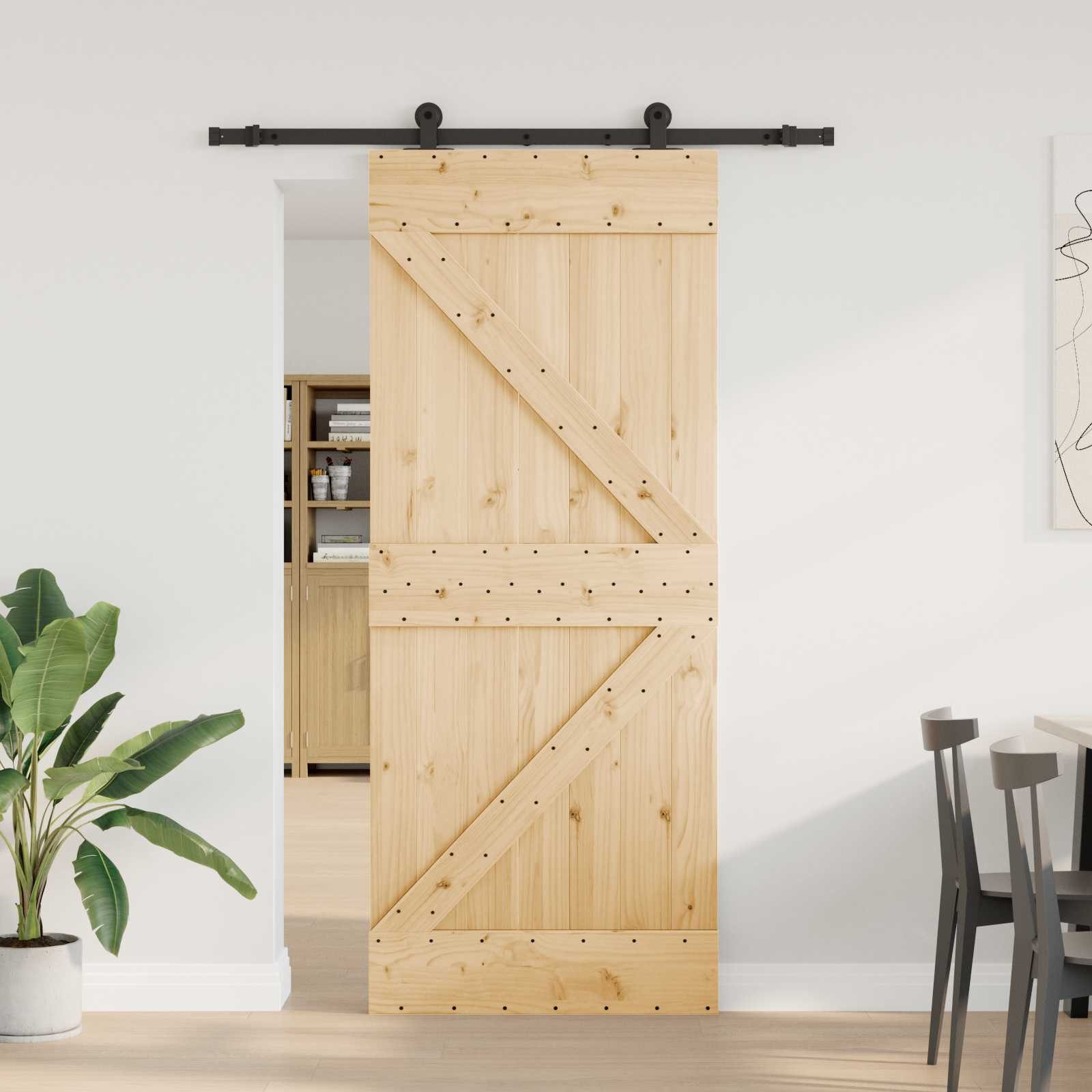 vidaXL Schiebetür Schiebetür NARVIK 85 x 210 cm (152,5 cm) Natürlich und Schwarz (1-St)
