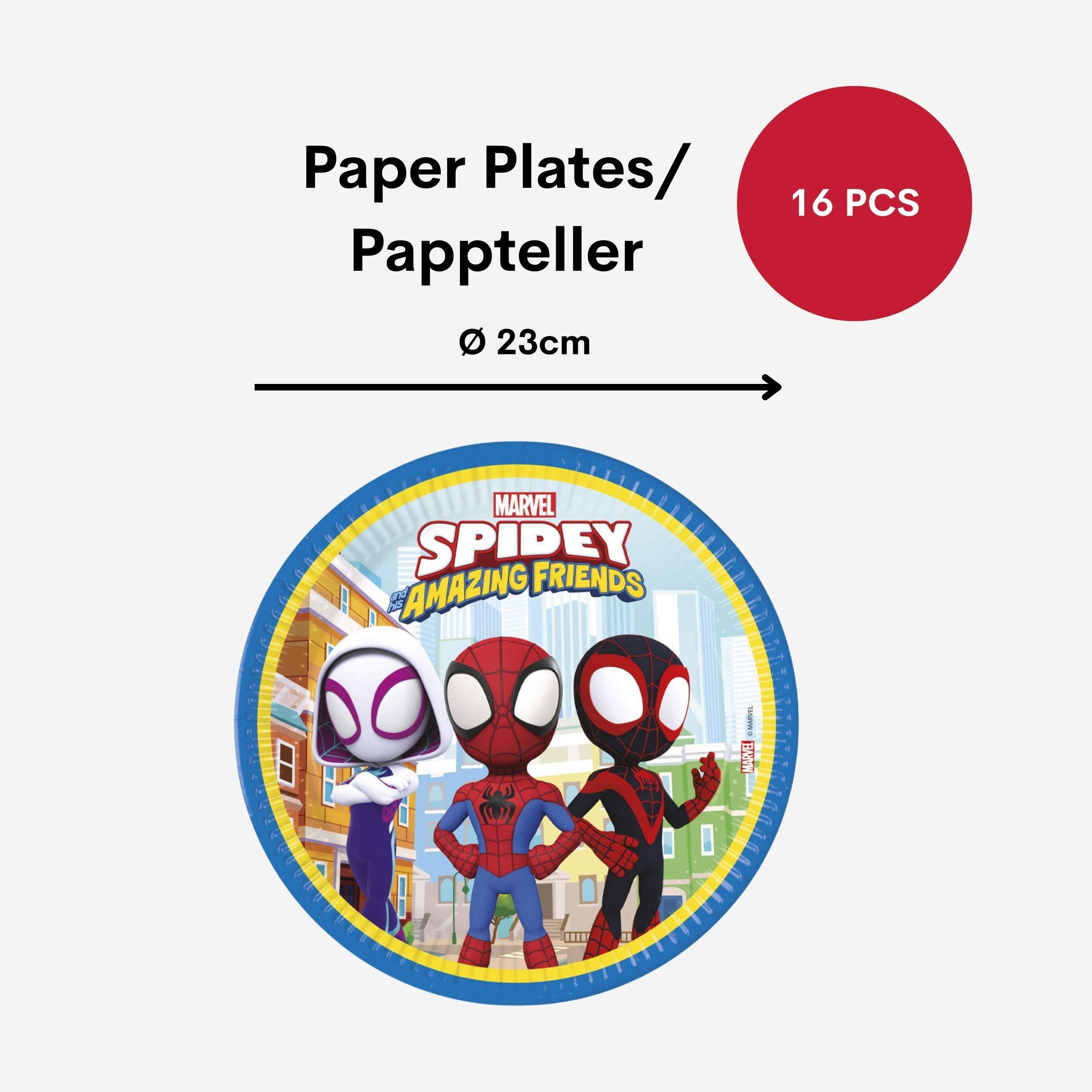 Procos Einweggeschirr-Set 61-tlg. Spidey & His Amazing Friends Party Set für Kindergeburtstag, 16 Personen