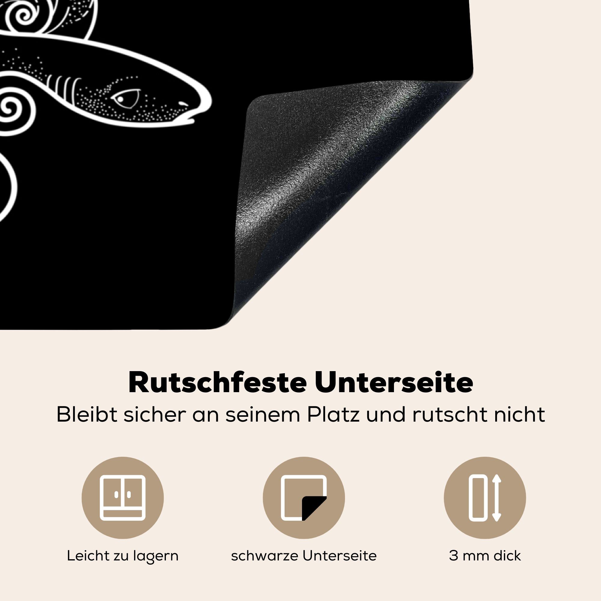 Arbeitsplatte von tlg), Vinyl, Herdblende-/Abdeckplatte 78x78 (1 Illustration Ceranfeldabdeckung, im für Anmutige cm, küche Walen Meer, MuchoWow