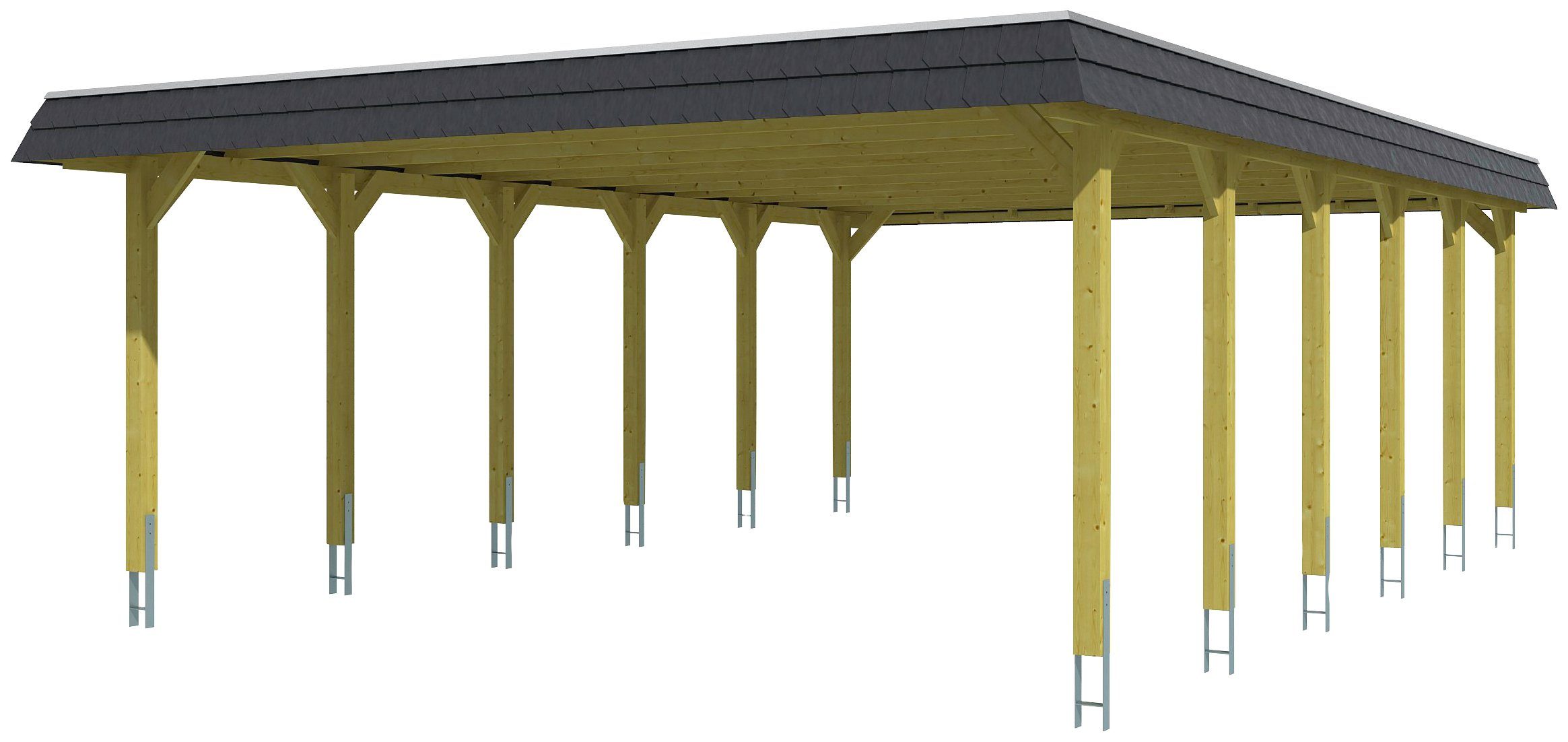 Doppelcarport cm Aluminium-Dachplatten Flachdach-Carport Skanholz 585x893 215 Spreewald, BxT: mit cm, Einfahrtshöhe,