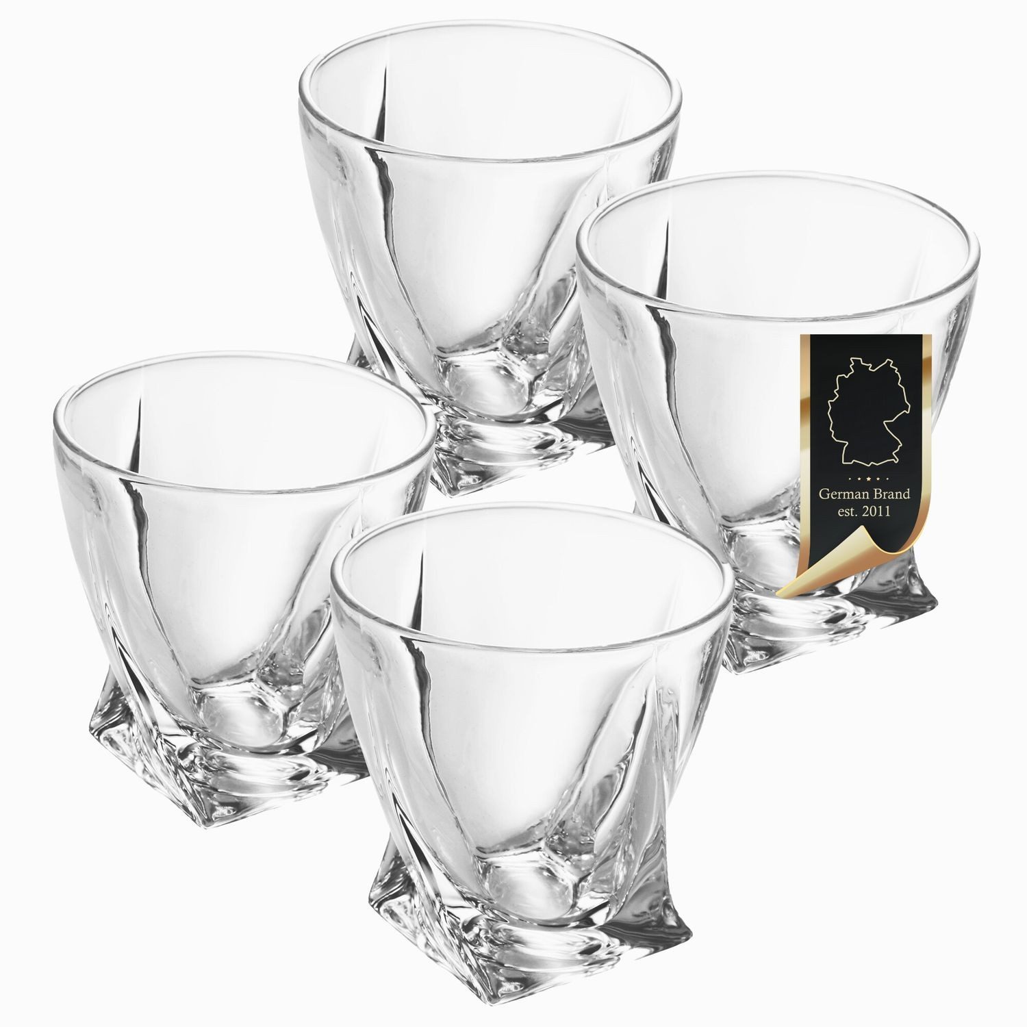 Intirilife Whiskyglas, 4-tlg., Glas, Old Fashioned Whiskey Glas
