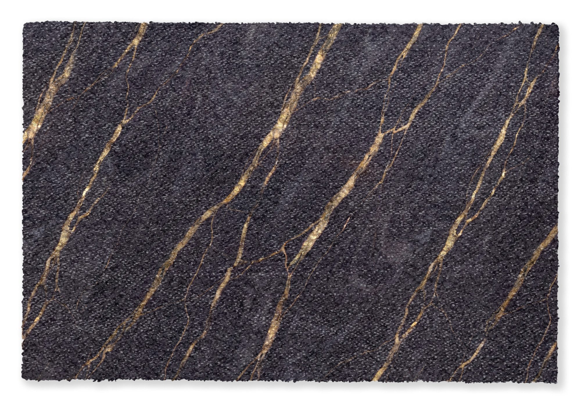 MuchoWow Fußmatte Marmor – Goldene Adern – Abstrakt – Schwarz, Rechteckig, innen Schmutzfangmatte, Tür, Schmutzfänger Flur, Teppich 60x40 cm