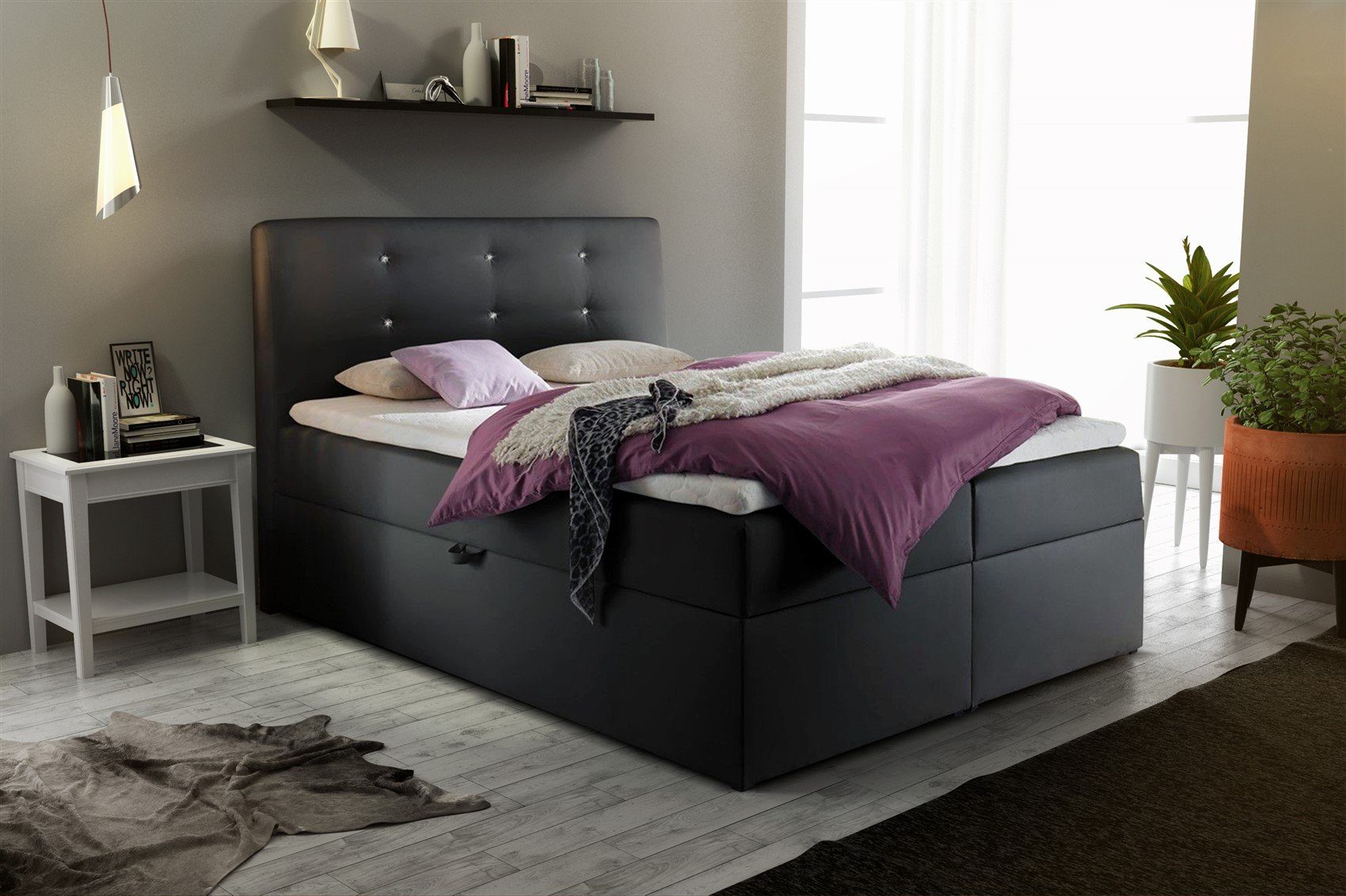 Fun Möbel Boxbett Schlafzimmerbett MONZA (inkl. Bettkästen, inkl. Kaltschau günstig online kaufen