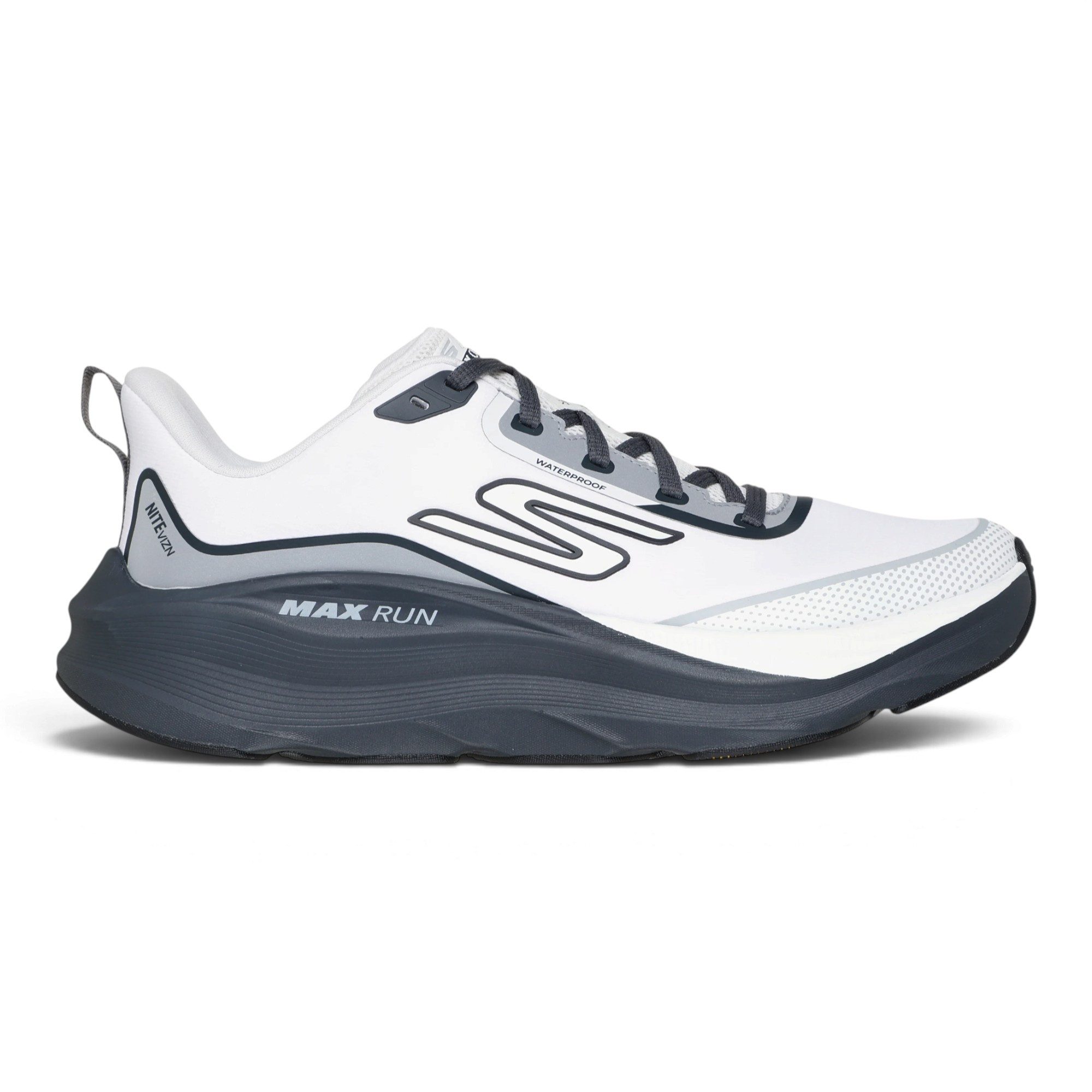 Skechers Max Run Vorteza (wasserdicht) weiss/grau Herren Laufschuh