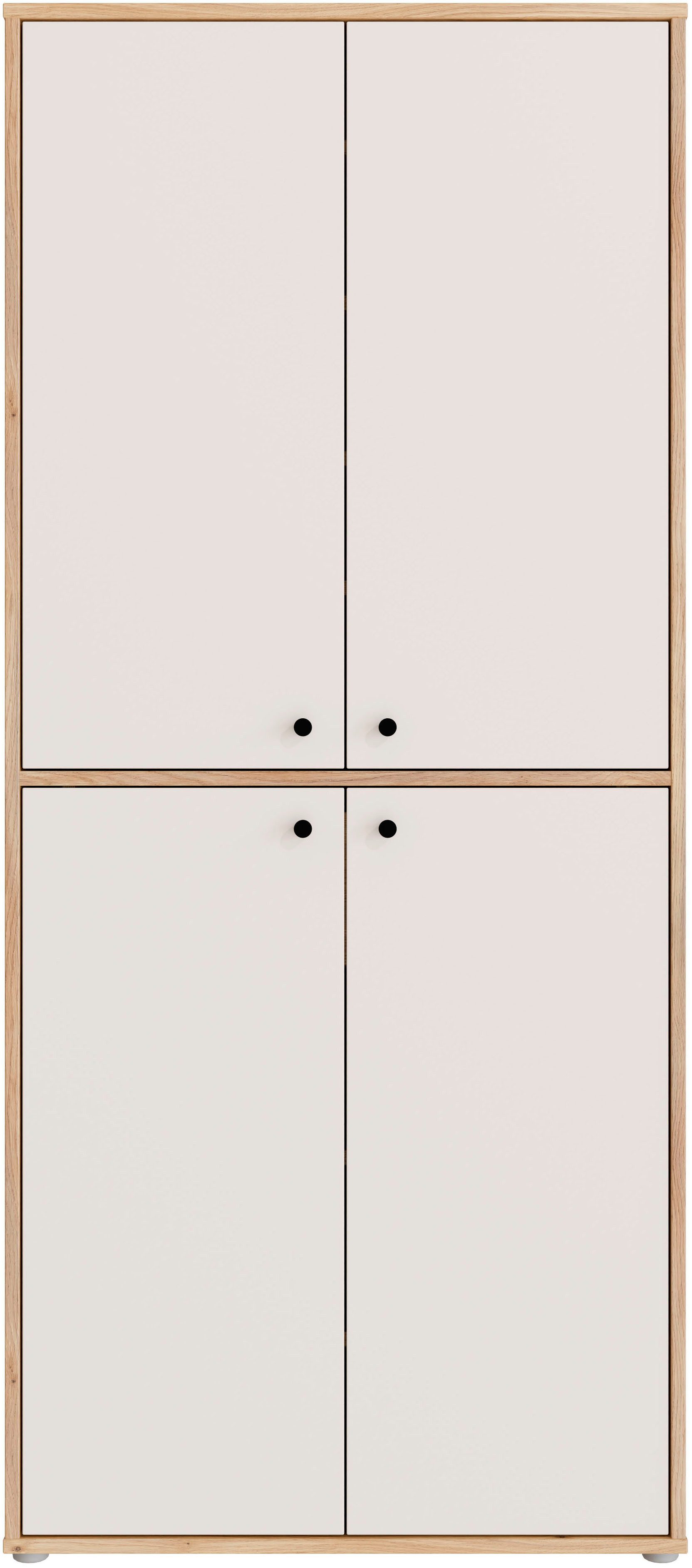 FORTE Schuhschrank Metallgriffe Schwarz, Soft Close, Vollauszug