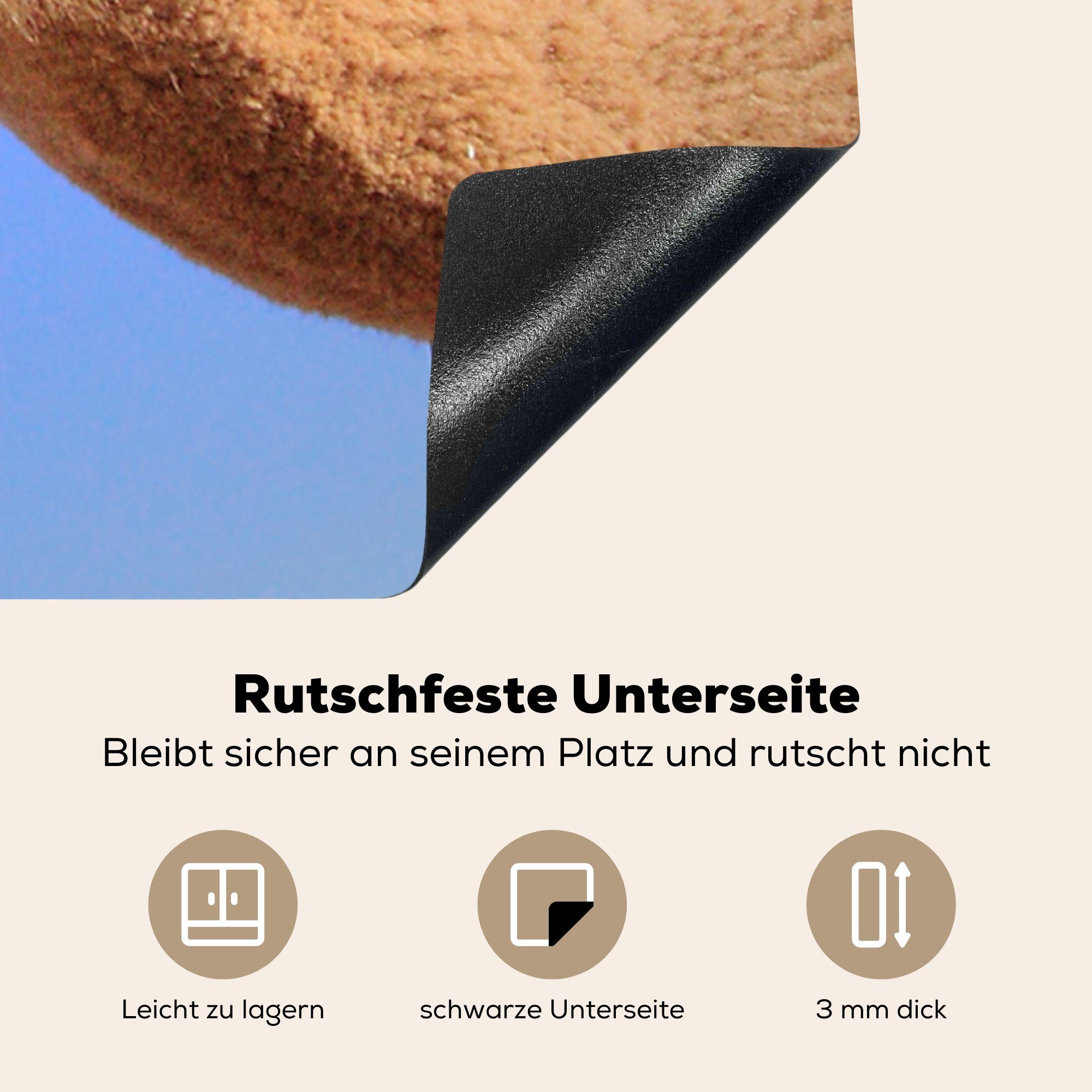 78x78 - küche MuchoWow Alpaka Blau Himmel, Vinyl, (1 für cm, Herdblende-/Abdeckplatte tlg), - Arbeitsplatte Ceranfeldabdeckung,