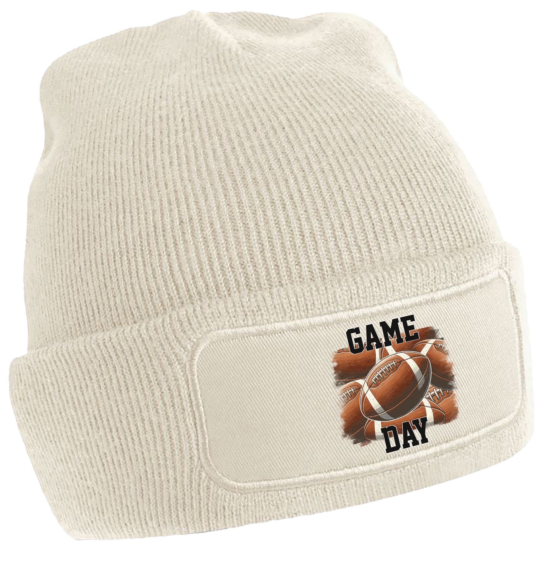 Strickmütze für kalte Tage - Beanie mit Football Game Day Print