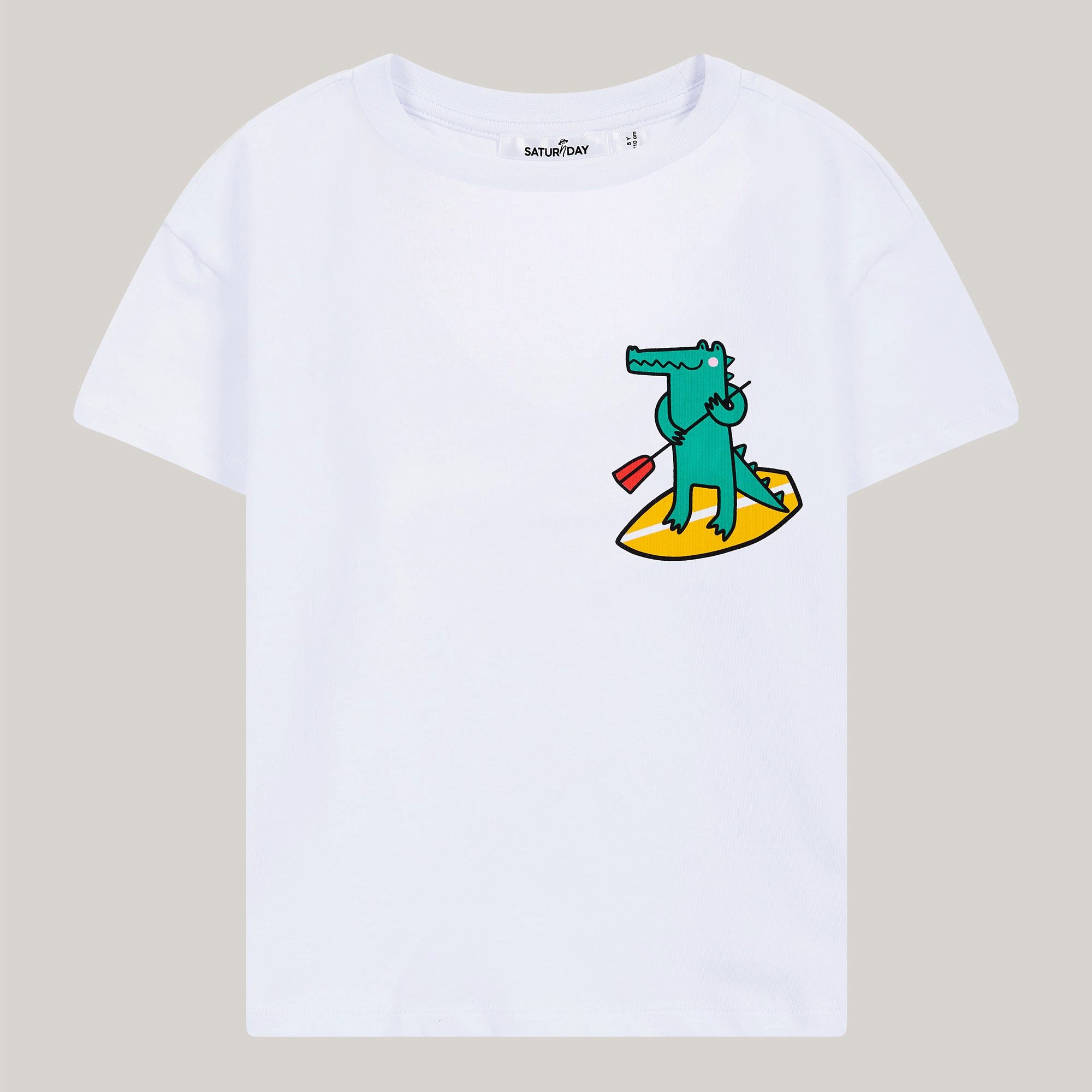 # SATURNDAY T-Shirt aus Baumwolle mit Print: Krokodil auf SUP Krokodil Print