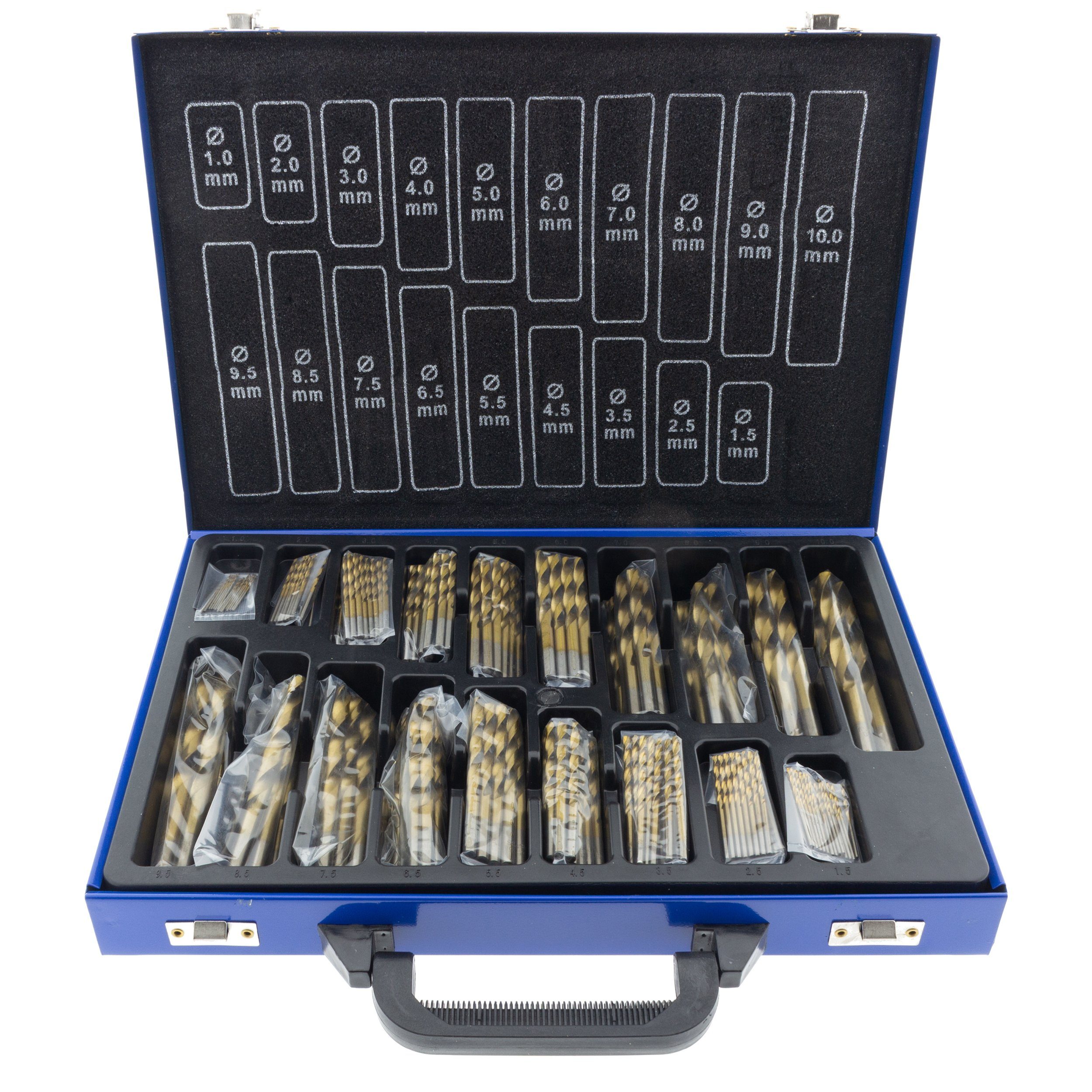 Bohrersatz Premium HSS Spiralbohrer Set 170-tlg. 1-10 mm titannitriert DIN 338