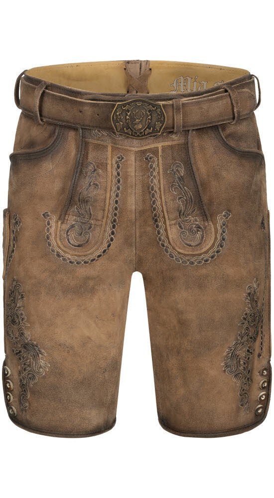 Nübler Trachtenlederhose Lederhose kurz Luther in Braun von Nübler