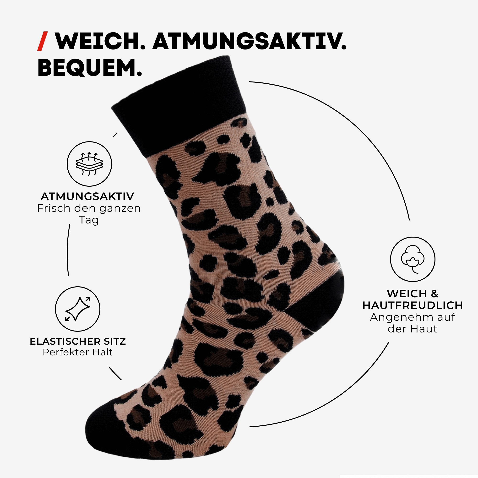 Chili Lifestyle Freizeitsocken WILD CAT Lustige Socken mit Spruch Banderole als Geschenksocken (Paar, 1-Paar, Mit Spruchbanderole) Weichbund ohne Gummidruck