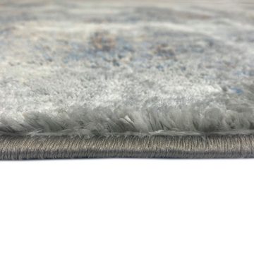 Teppich Wohnzimmerteppich – abstraktes Muster – mehrfarbig grau blau, Teppich-Traum, rechteckig, Höhe: 12 mm, Je nach Lichteinfall: leicht hell glänzend / dunkel matt