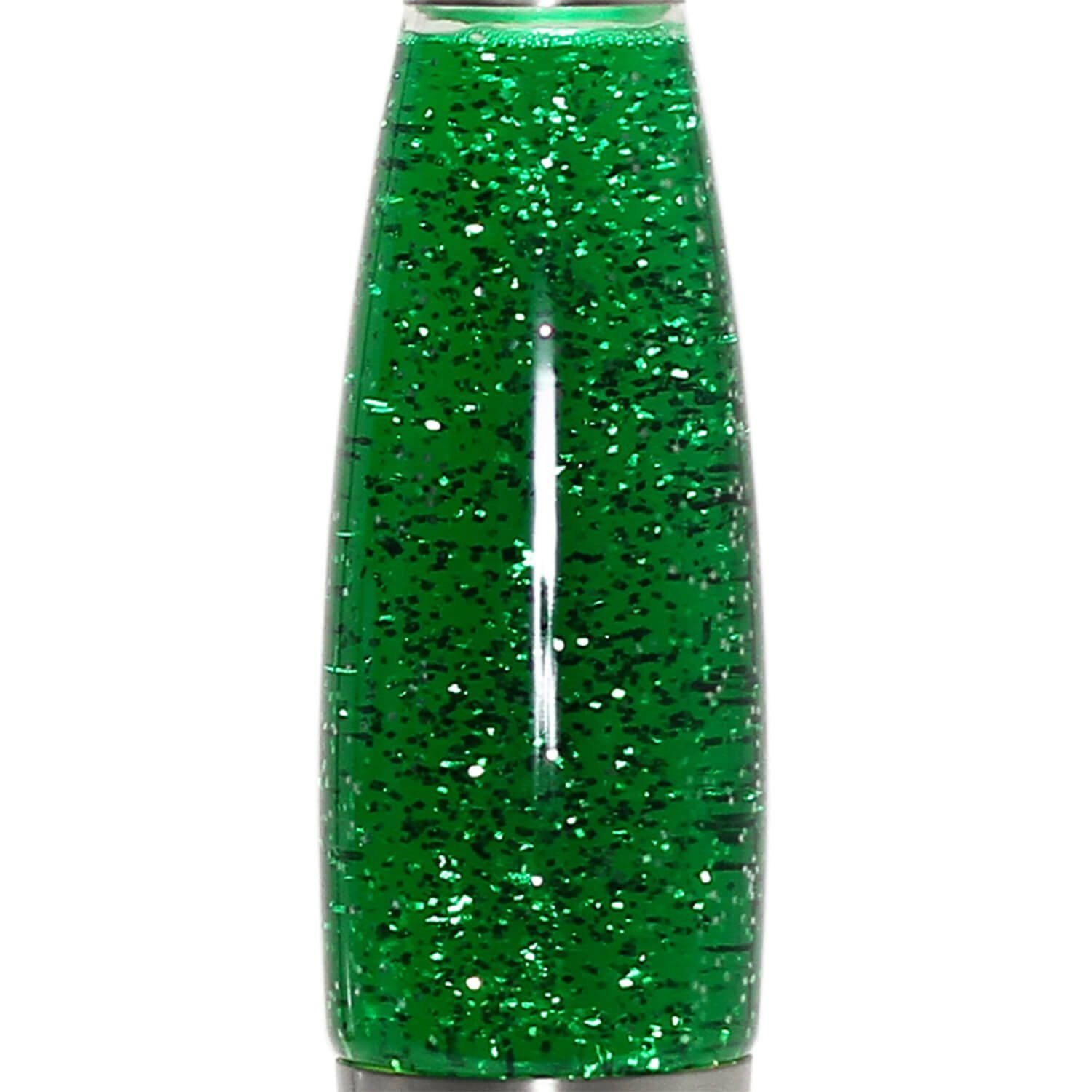 Licht-Erlebnisse Lavalampe TIMMY, Grün atmosphärisch Tischlampe Glitter dekorative Silber