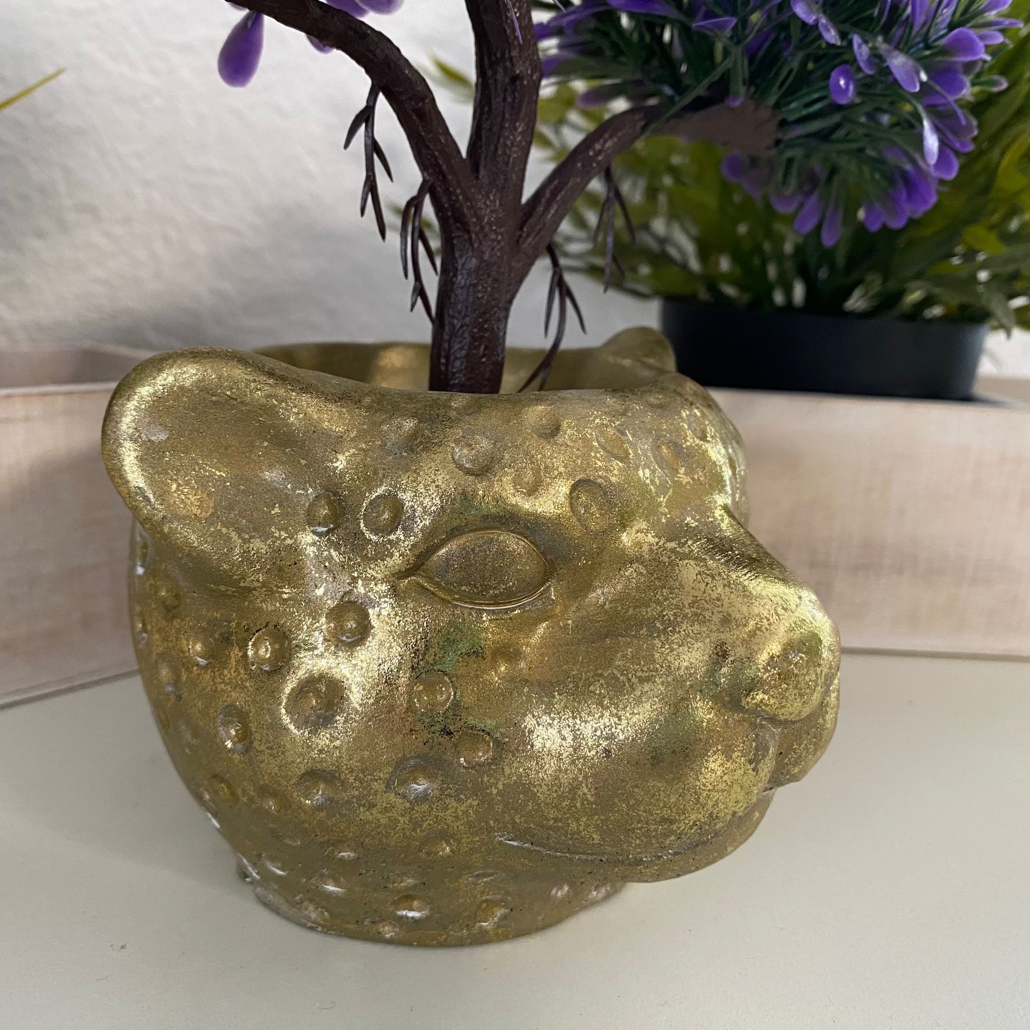 Aspinaworld Blumentopf Leopard Figur Blumentopf Übertopf 10 cm, Deko Topf
