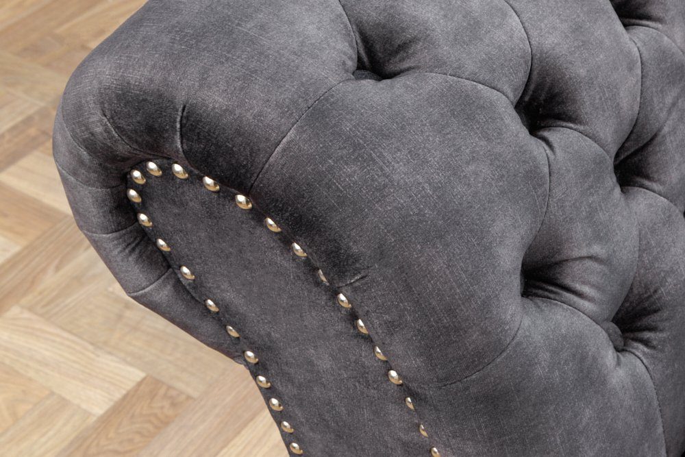 riess-ambiente Recamiere CHESTERFIELD 170cm grau / dunkelbraun, Einzelartikel 1 Teile, Wohnzimmer · Strukturstoff · Chesterfield – Bild 5 von 5