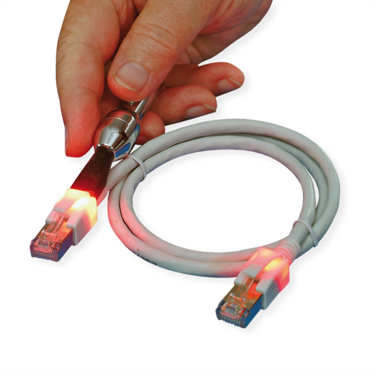 Easylan DualBoot LED Patchkabel RJ45 S/FTP Cat.6 (Class E) LAN-Kabel, RJ-45 Männlich (Stecker), RJ-45 Männlich (Stecker) (2500.0 cm), mit saCon Stecker, LSOH, CS1OACDCD0250