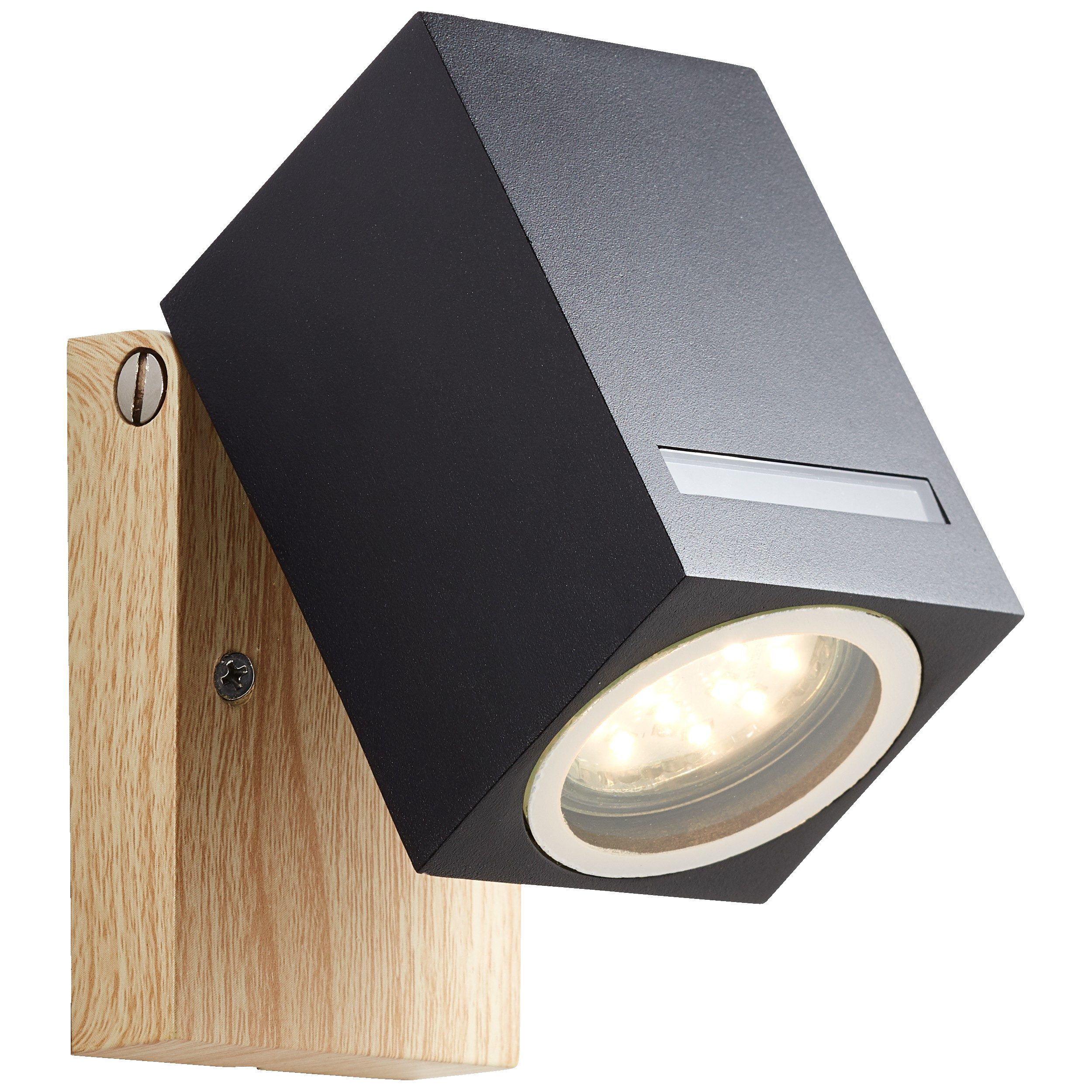 Lightbox Deckenstrahler, ohne Leuchtmittel, Außen Wandspot, 10x7 cm, GU10, max. 20W, IP44, schwenkbar, Metall/Glas