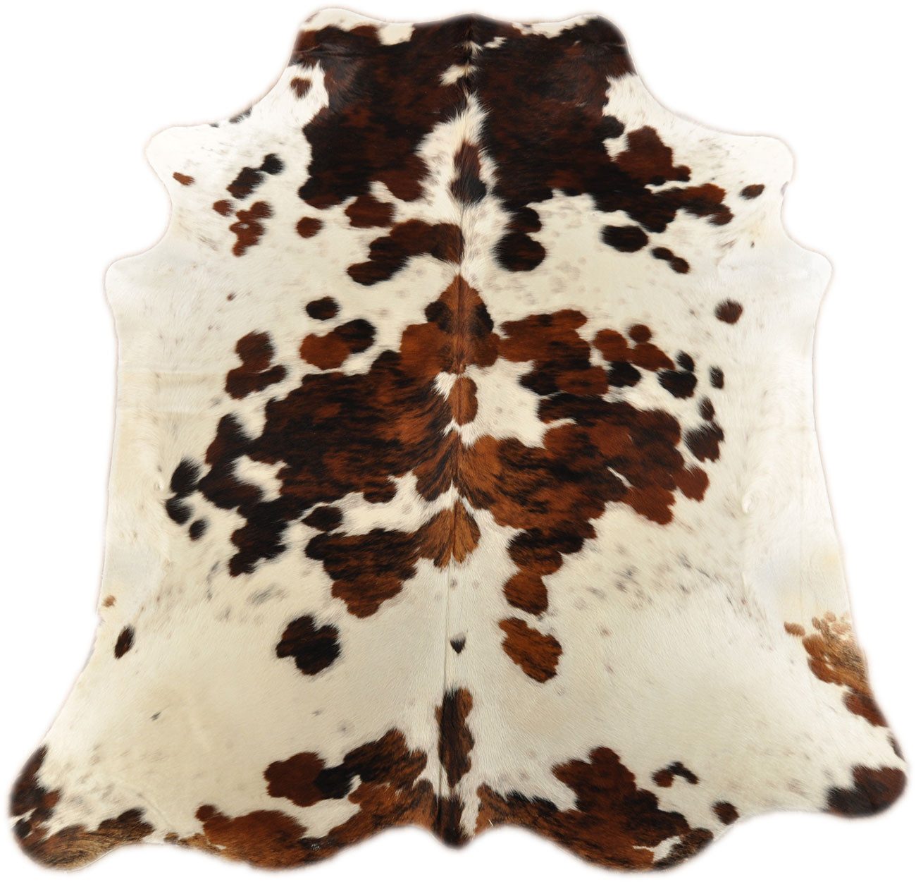 KUHFELL online & NOMAD Fellteppich Kuhfell Tricolor echtes Rinderfell Braun Weiß Dreifarbig 230 x 190 cm