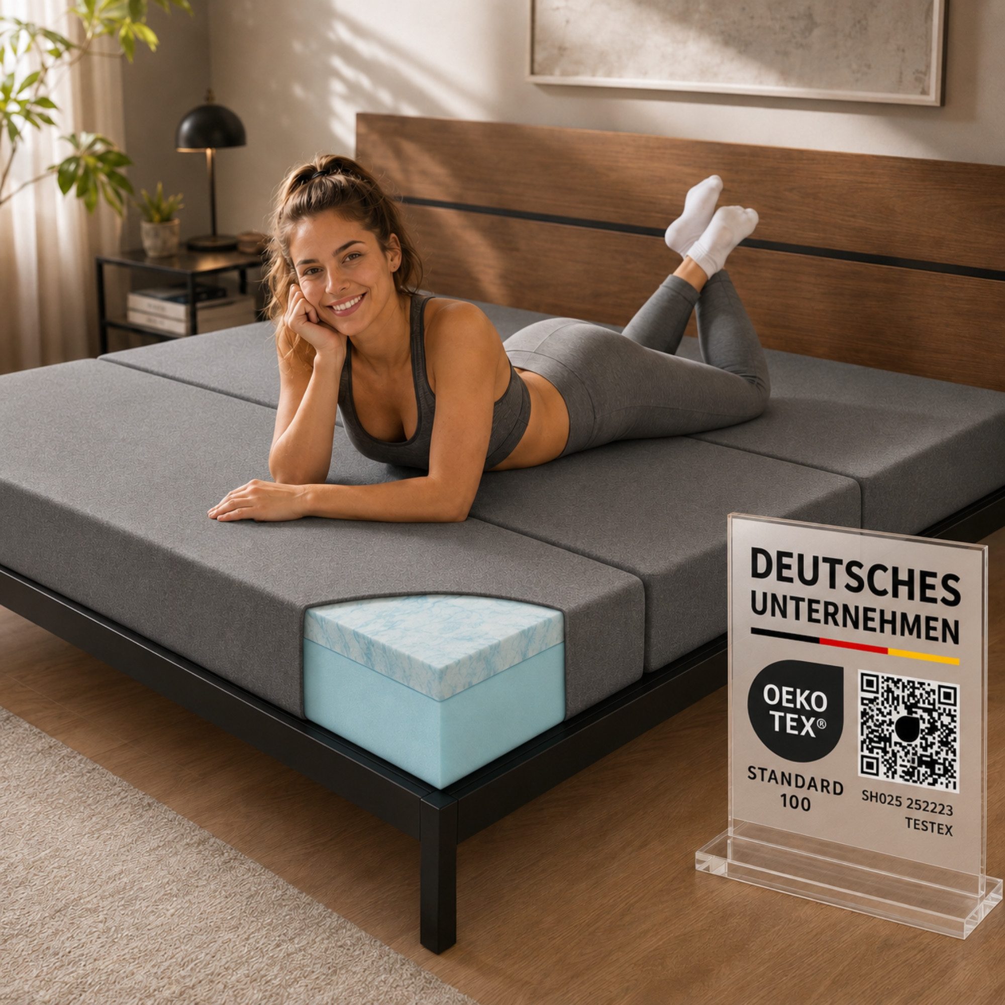 Klappmatratze LUISA Gästematratze, 3-fach faltbar, Gel Memory Foam, 15 cm hoch, Arensberger, 15 cm hoch, (120 x 200 cm, 120x200cm), 4 Schichten, Tragetasche, platzsparend, 90x200 140x200 & mehr