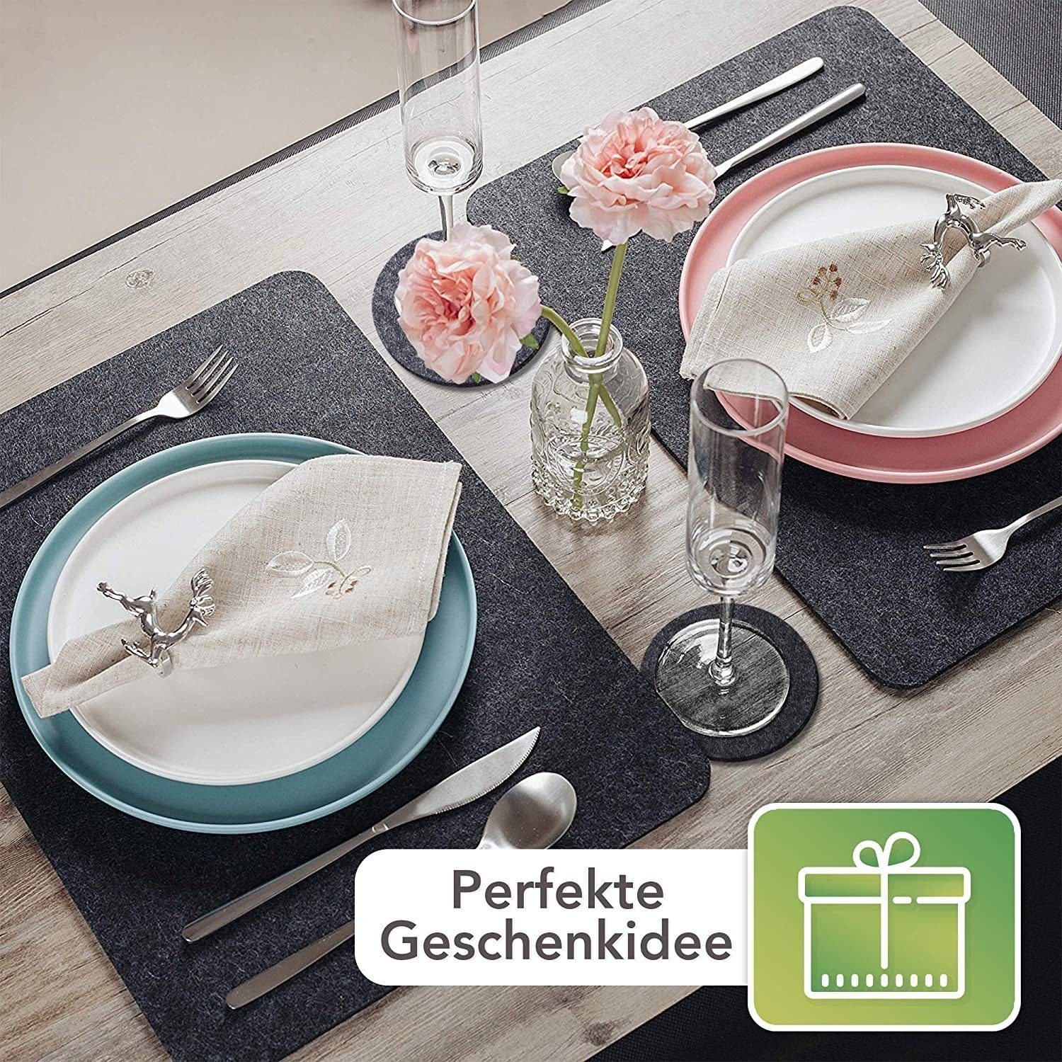 Sidorenko Platzset Tischset aus Filz, Rechteckig, 44x32 cm Telleruntersetzer, (Set, 12), abwischbare Tischuntersetzer Platzdeckchen
