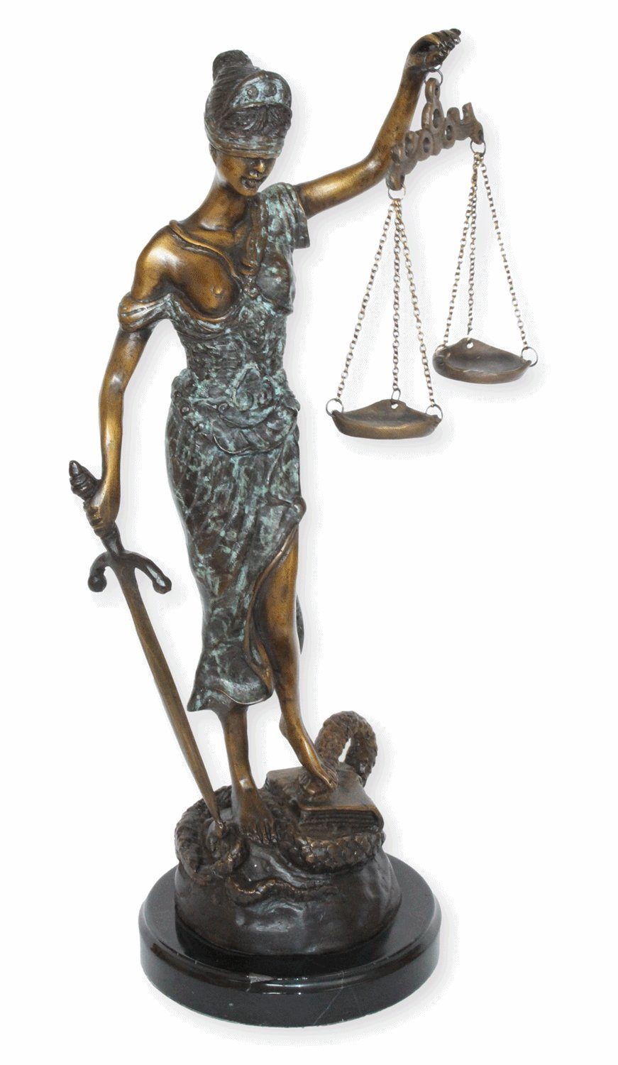 Skulptur Dekofigur GartenDeko Justizia H Waage Bronzefigur Justitia JS cm Bronze 43 mit